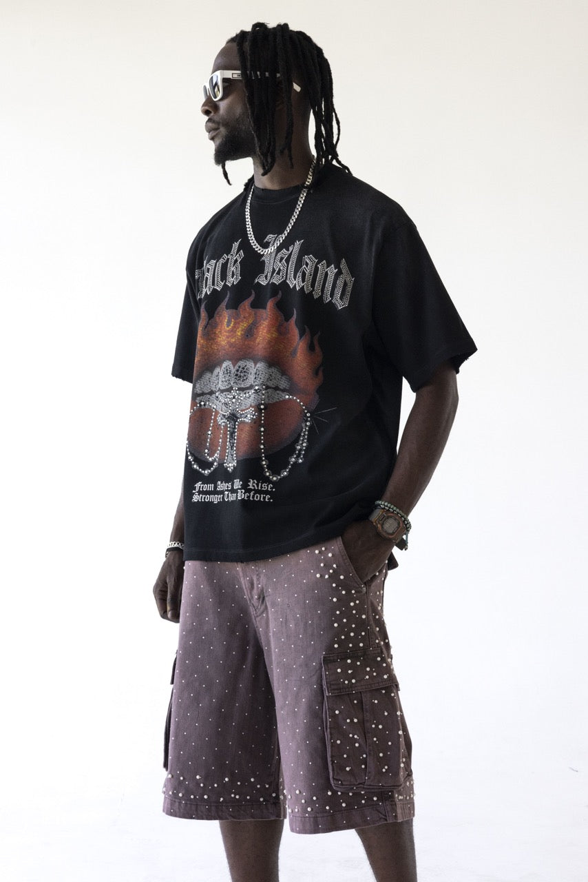 BLACK ISLAND - Tee Flaming Lips Graphic Over - NERO