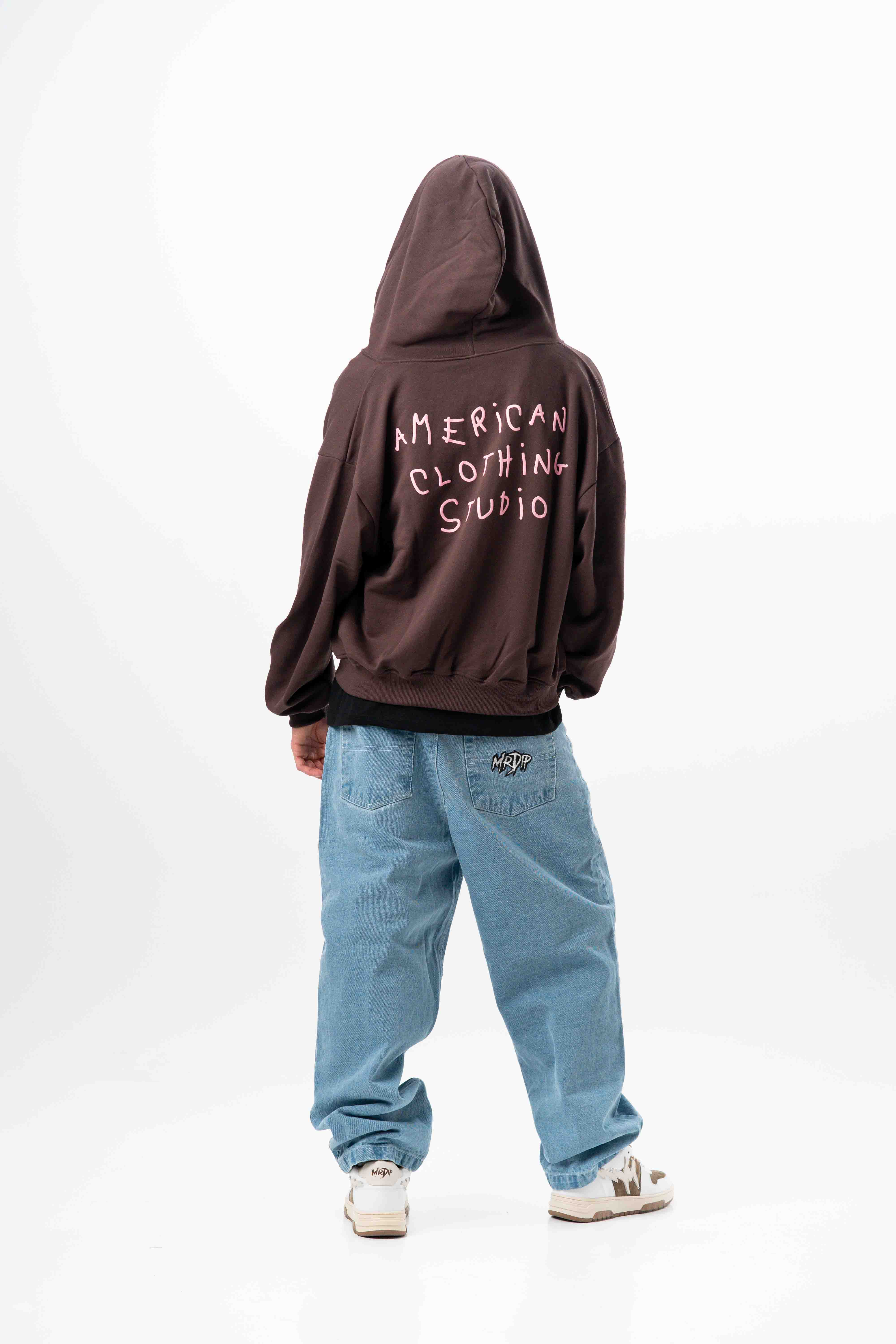 AMERICAN CLOTHING STUDIO - ZIP CROP HANGOVER LOGO - MORO