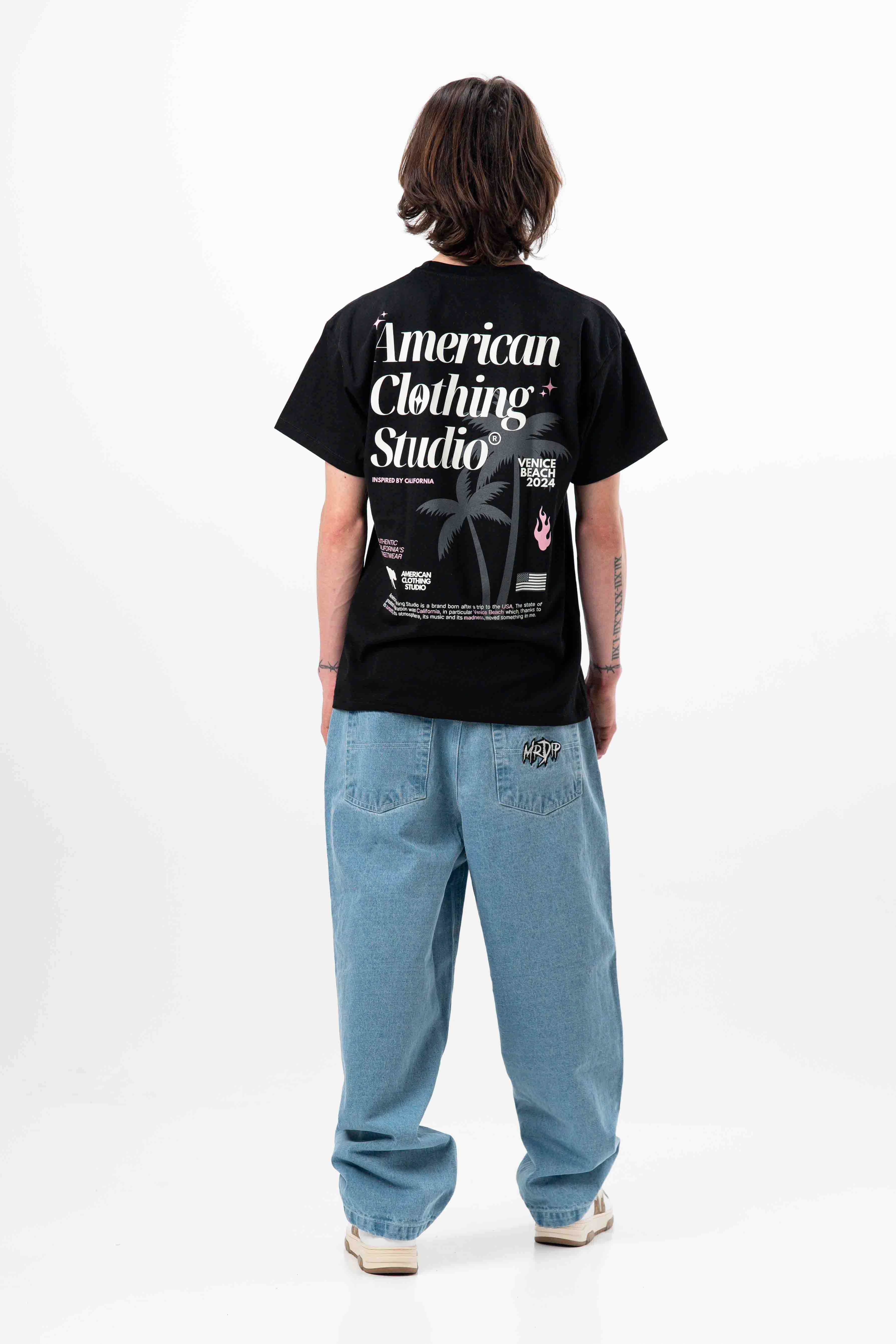 AMERICAN CLOTHING STUDIO - T-SHIRT VENICE BEACH - NERO