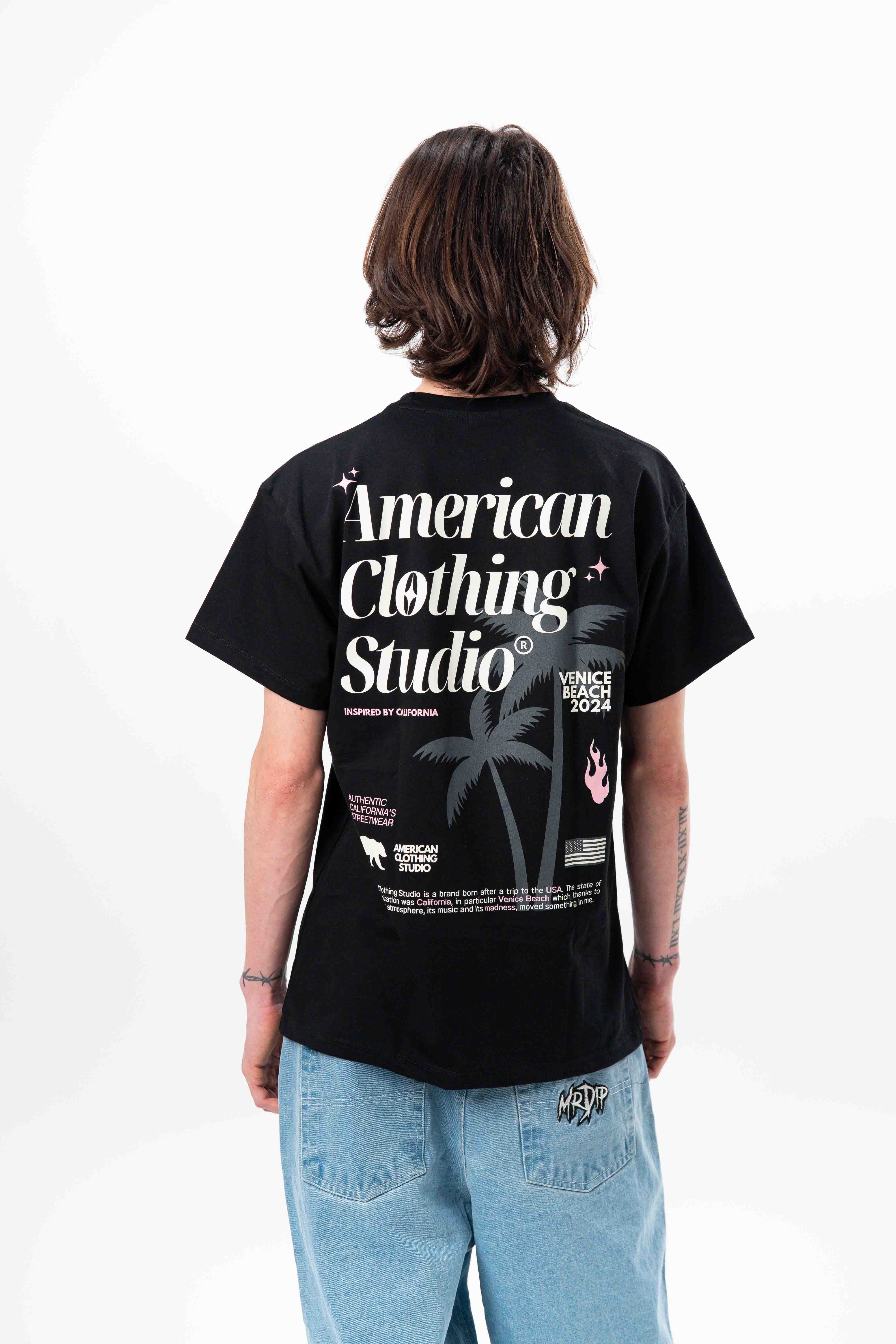 AMERICAN CLOTHING STUDIO - T-SHIRT VENICE BEACH - NERO