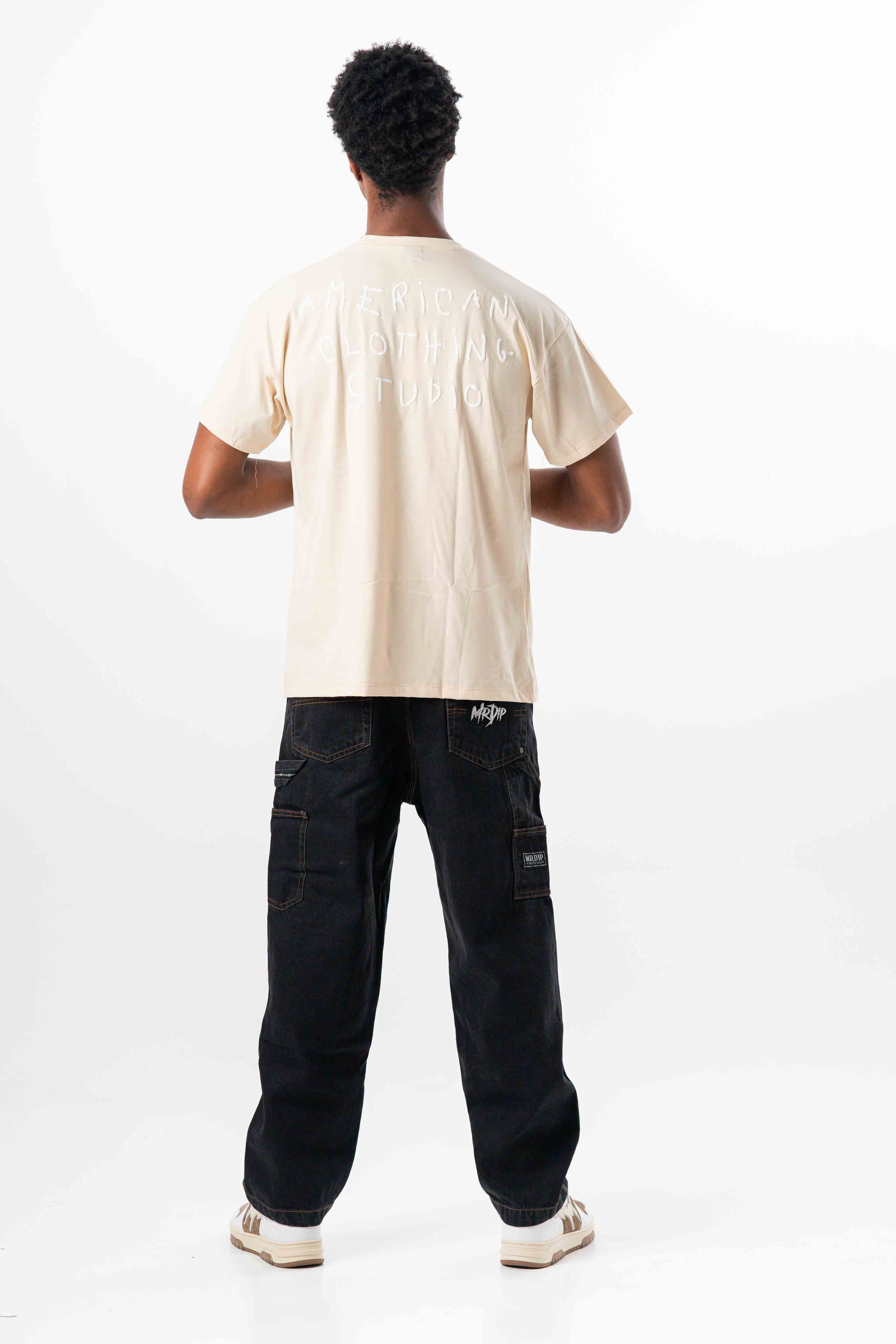 AMERICAN CLOTHING STUDIO - T-SHIRT HANGOVER LOGO - BEIGE