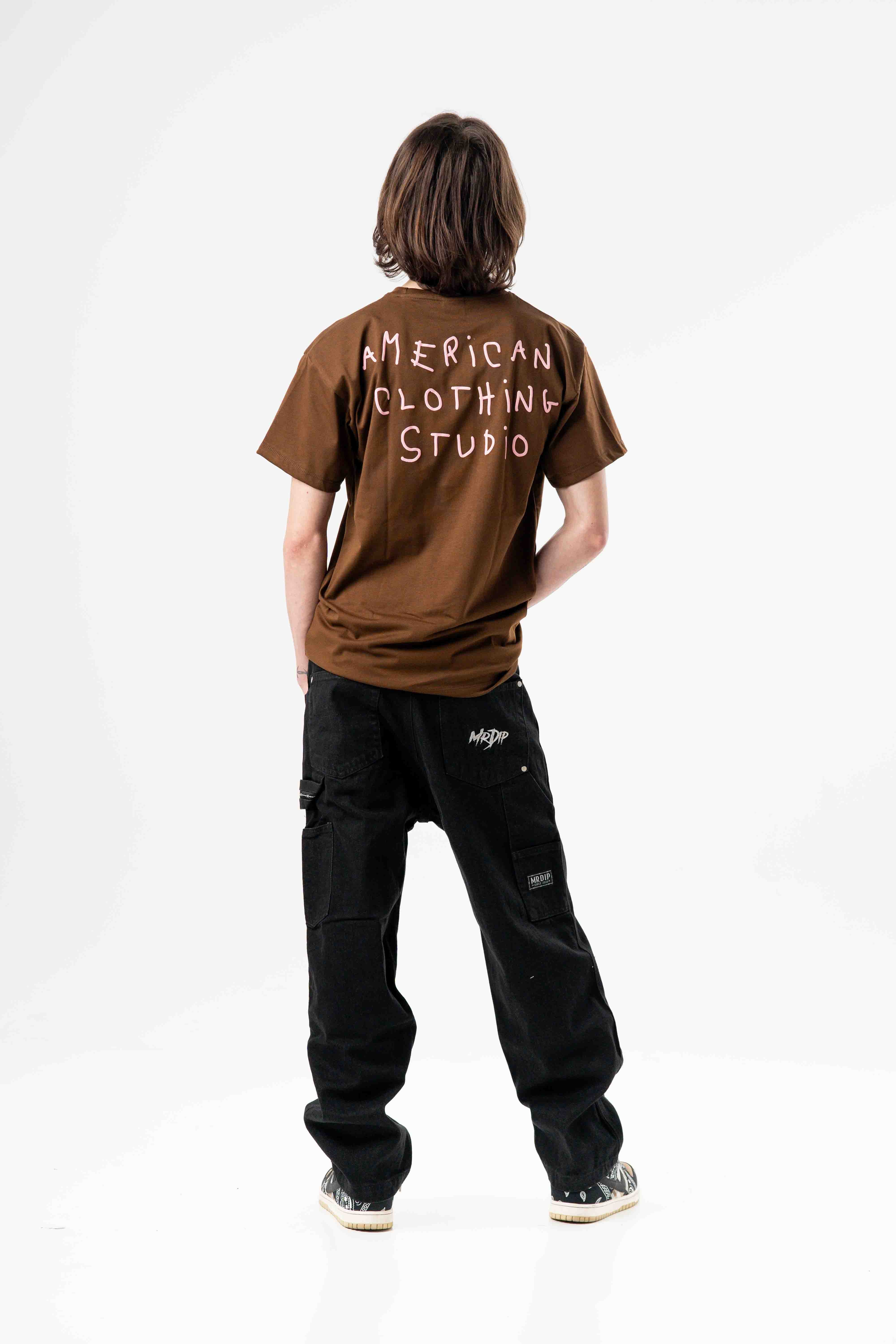 AMERICAN CLOTHING STUDIO - T-SHIRT HANGOVER LOGO - MORO