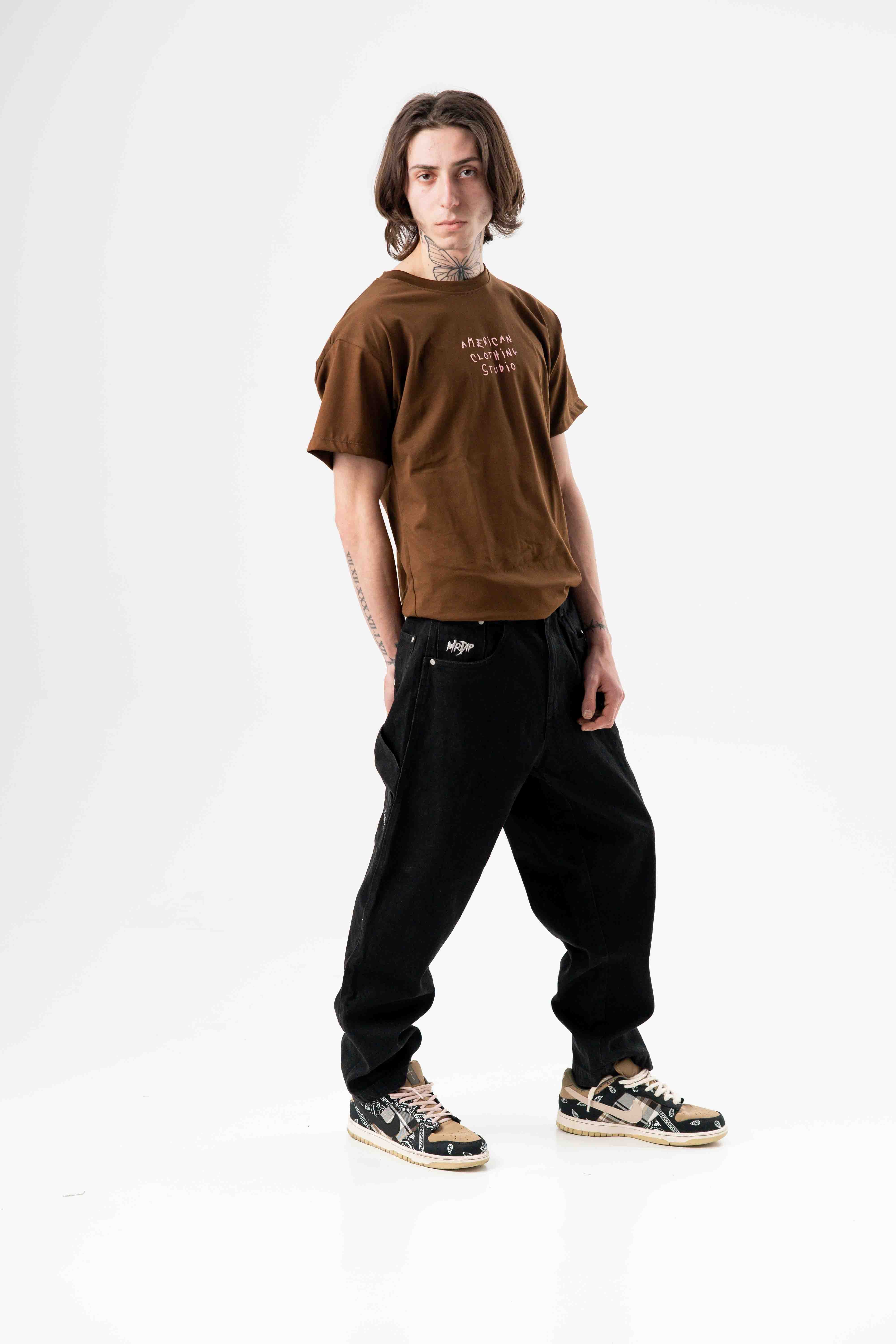 AMERICAN CLOTHING STUDIO - T-SHIRT HANGOVER LOGO - MORO
