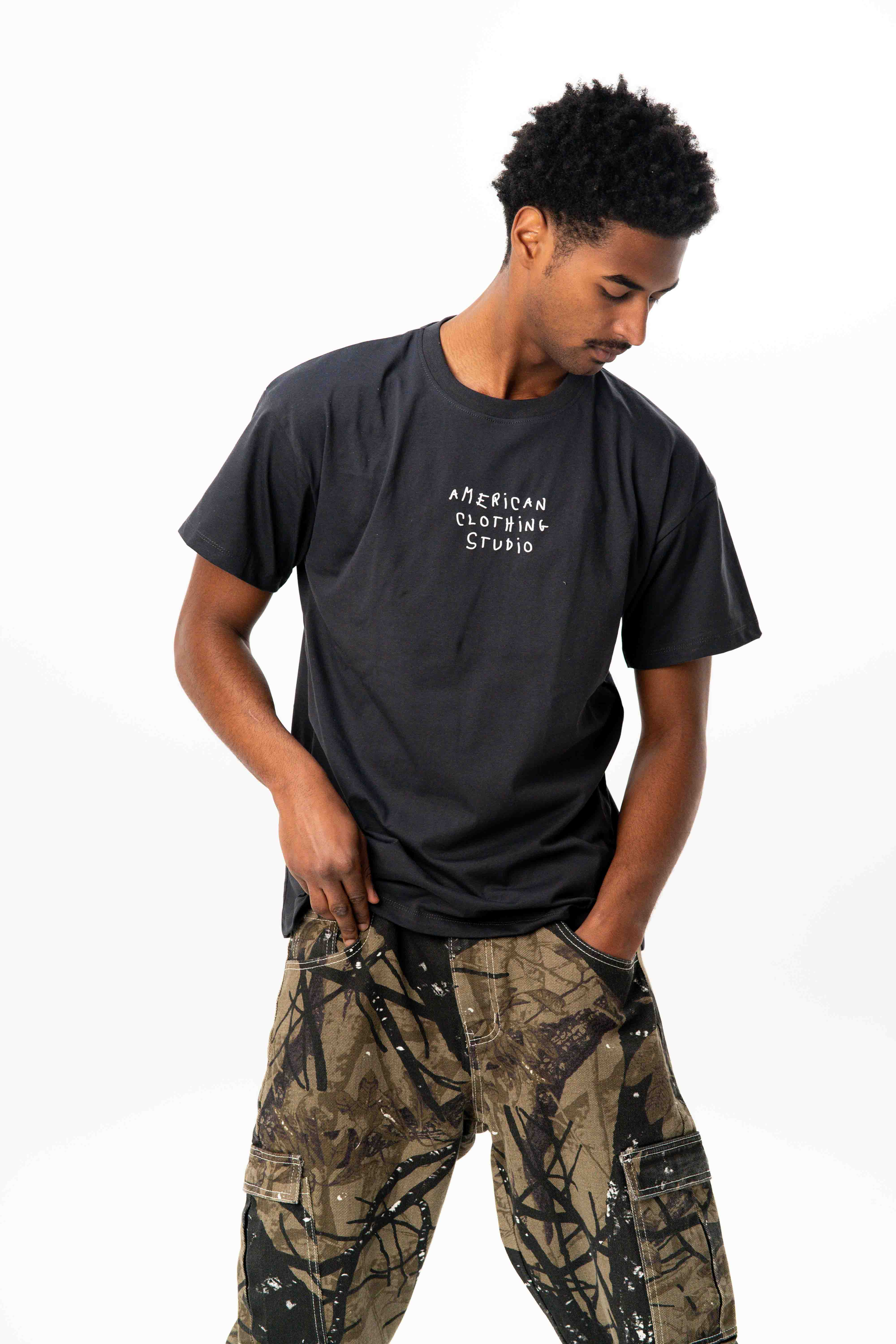 AMERICAN CLOTHING STUDIO - T-SHIRT HANGOVER LOGO - PIOMBO