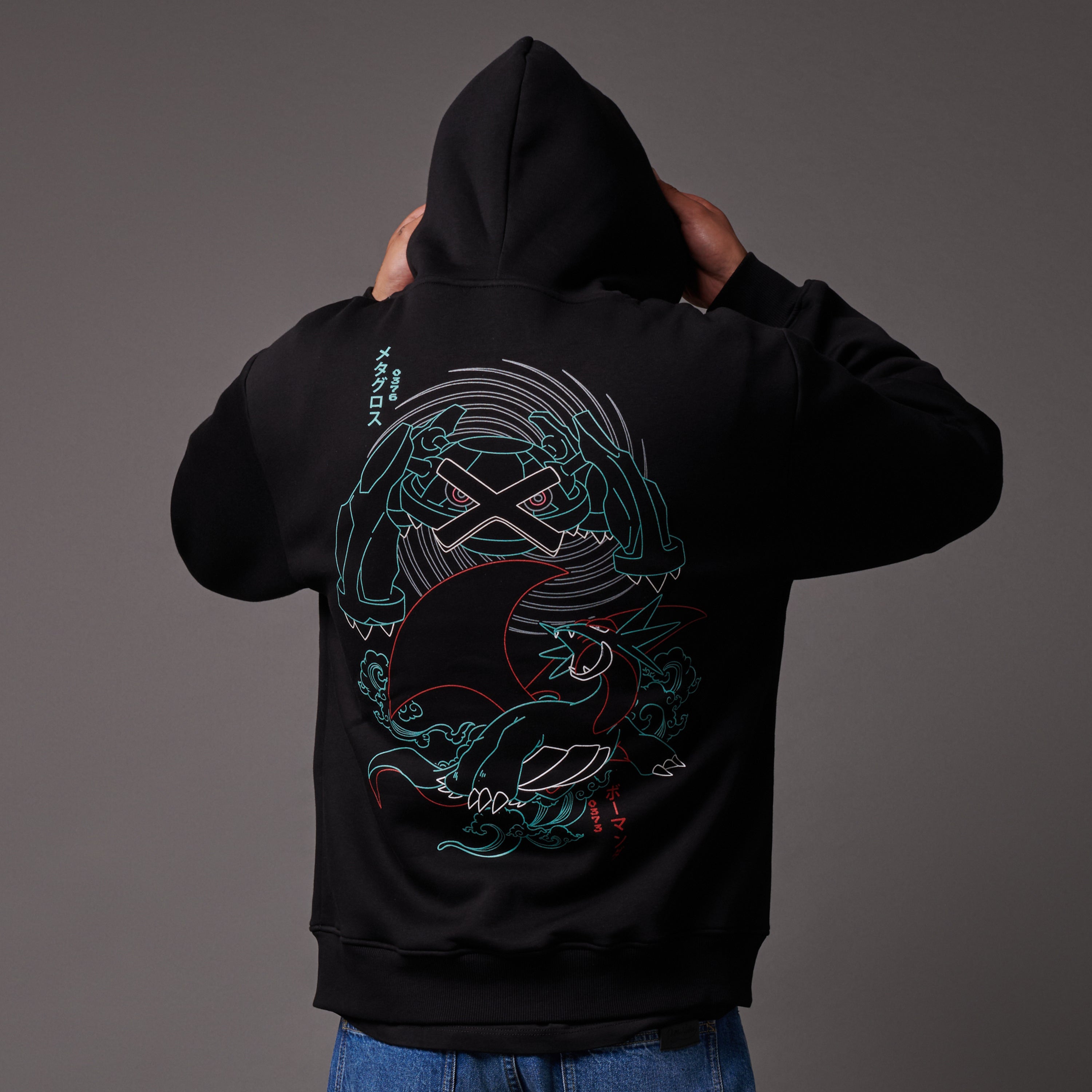 DOLLY NOIRE - HOODIE SALAMENCE & METAGROSS - NERO