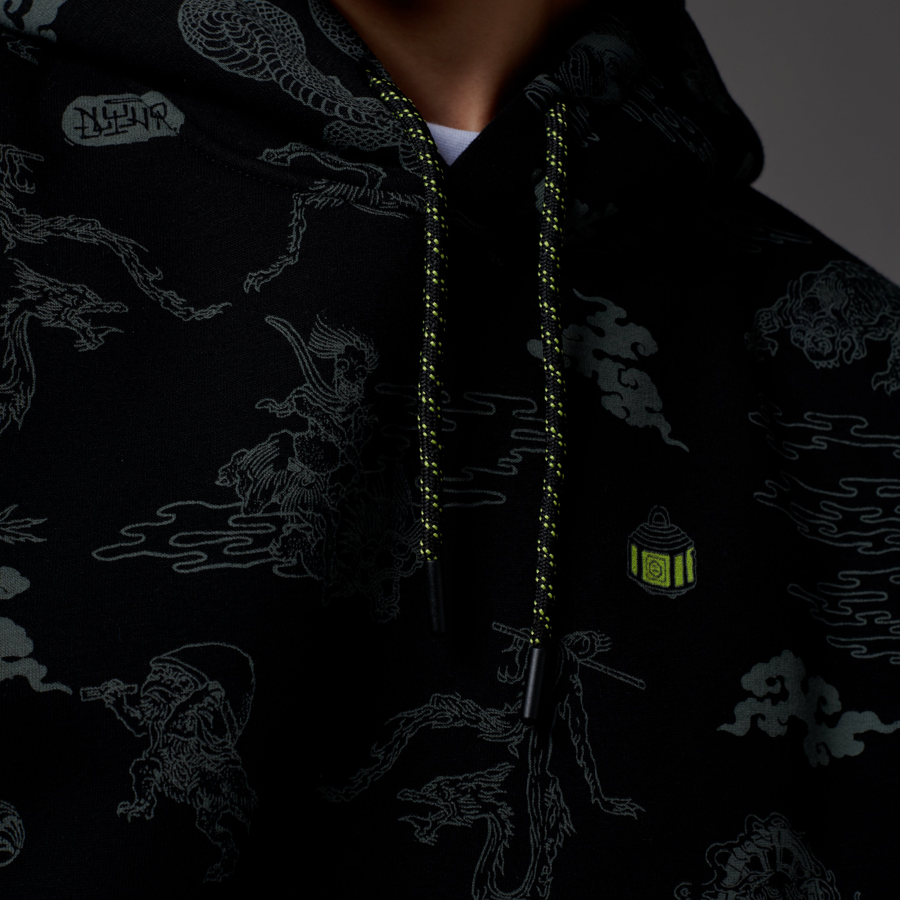 DOLLY NOIRE - HOODIE YOKAI PATTERN - NERO