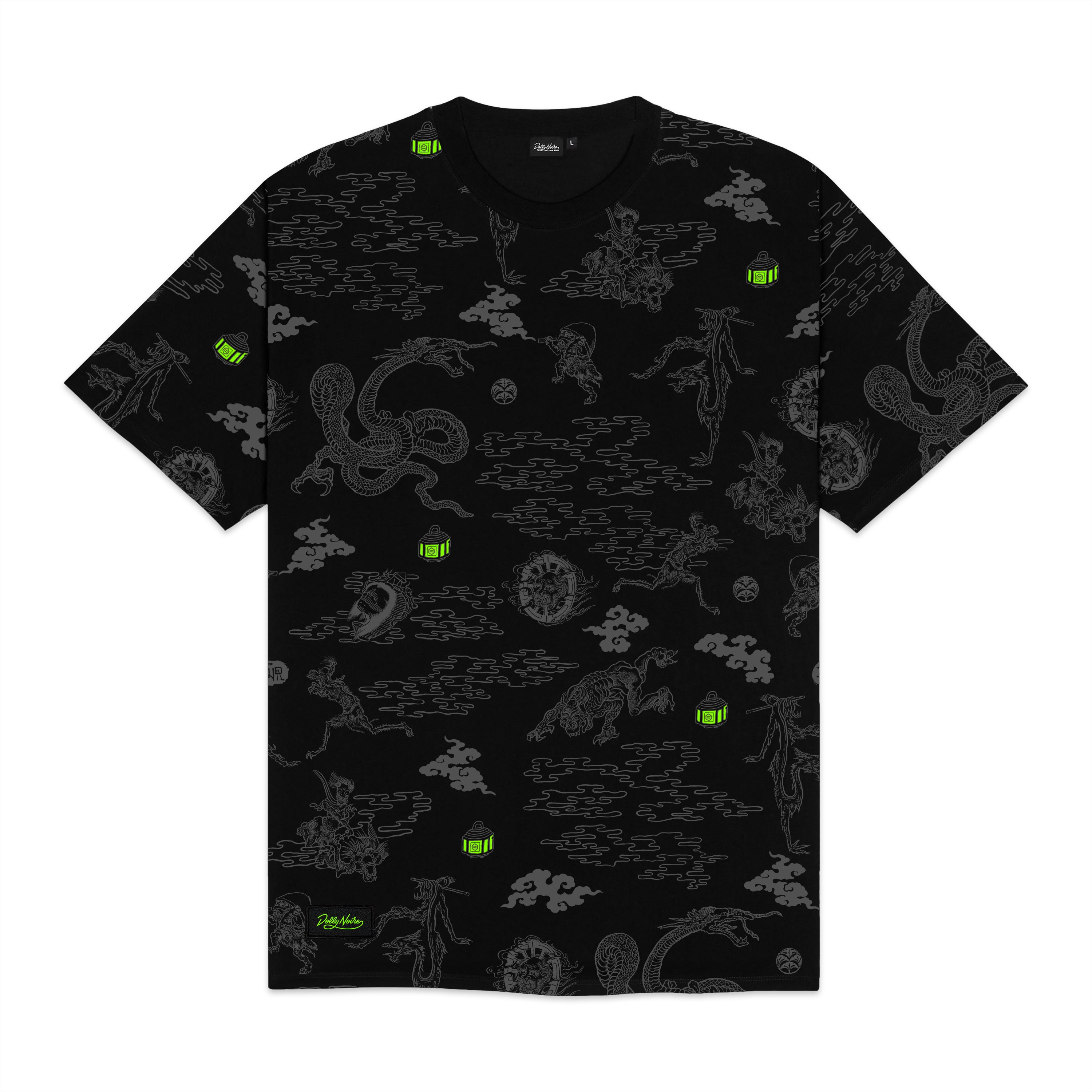 DOLLY NOIRE - T-SHIRT YOKAI PATTERN - NERO