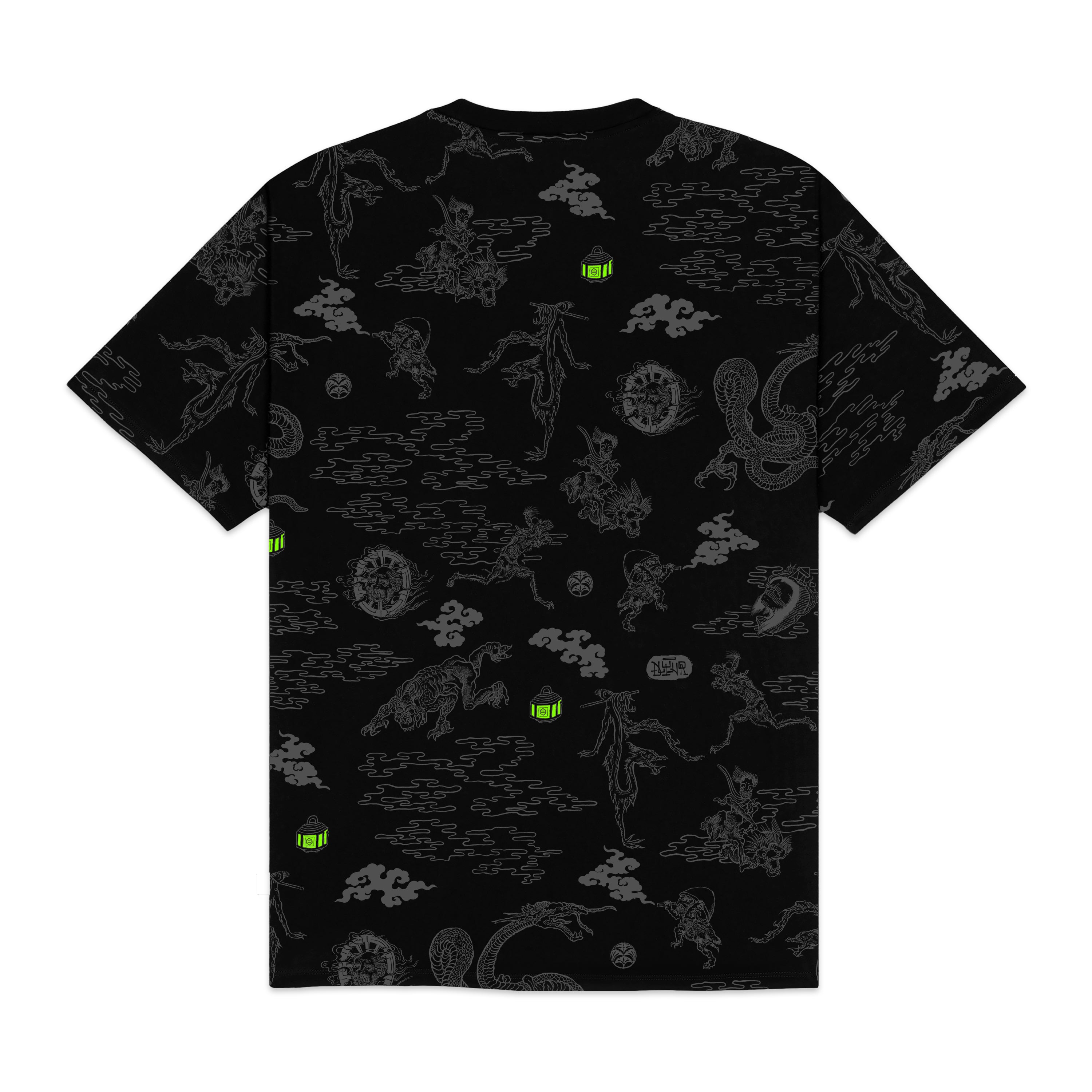 DOLLY NOIRE - T-SHIRT YOKAI PATTERN - NERO