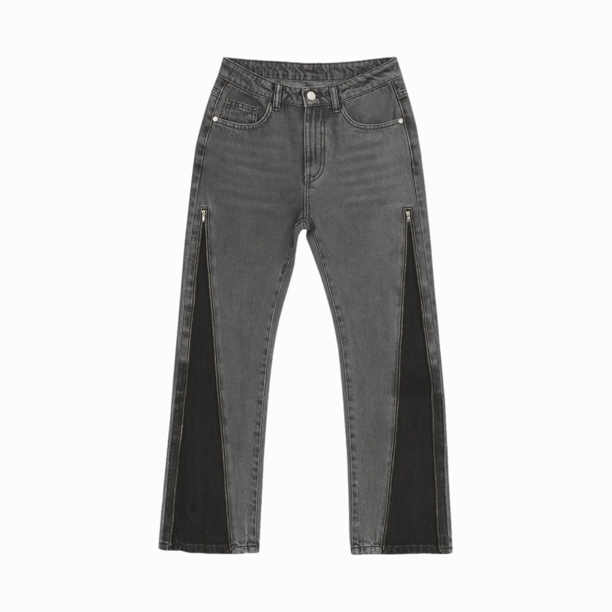 NO BRAND - JEANS ZIP - GRIGIO