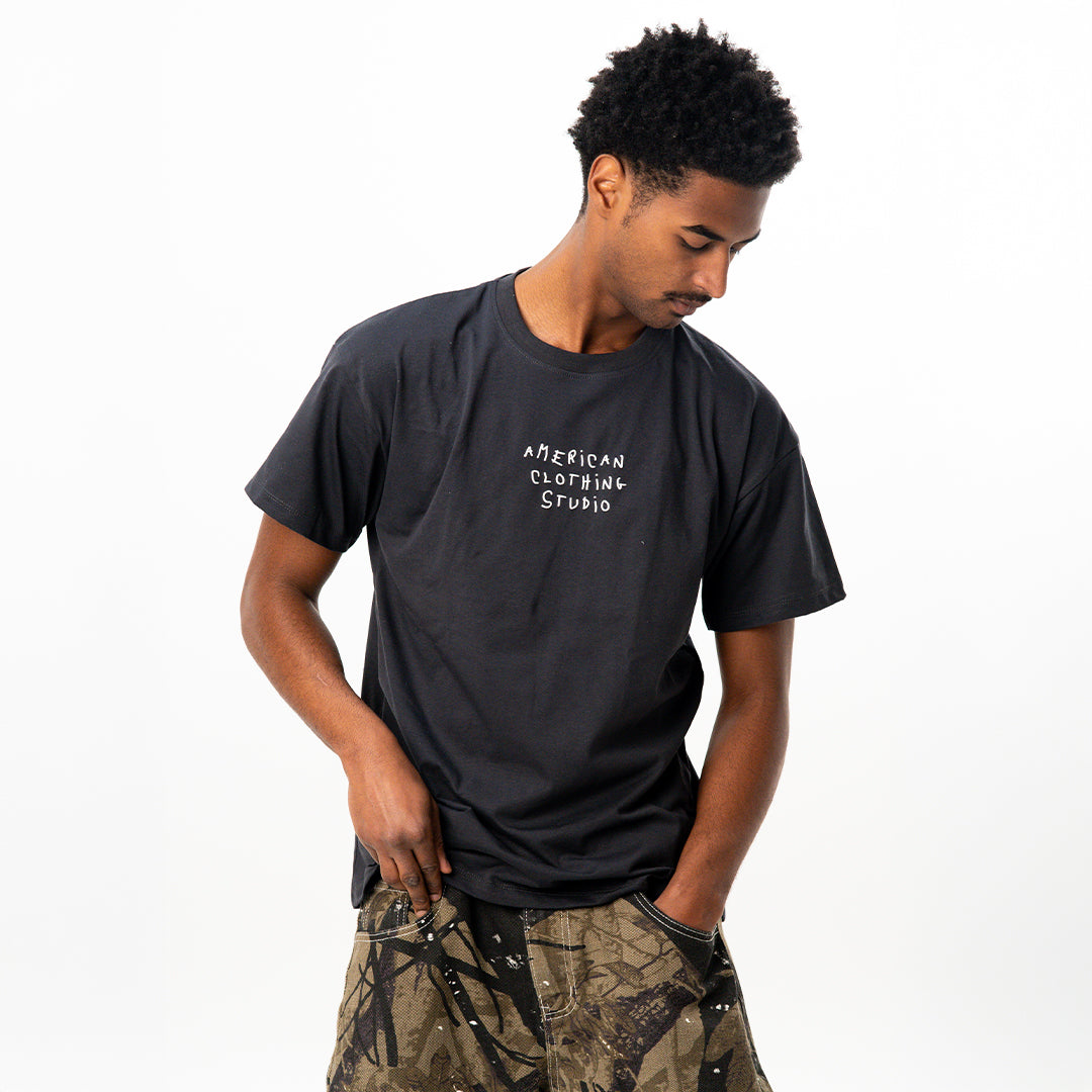 AMERICAN CLOTHING STUDIO - T-SHIRT HANGOVER LOGO - PIOMBO