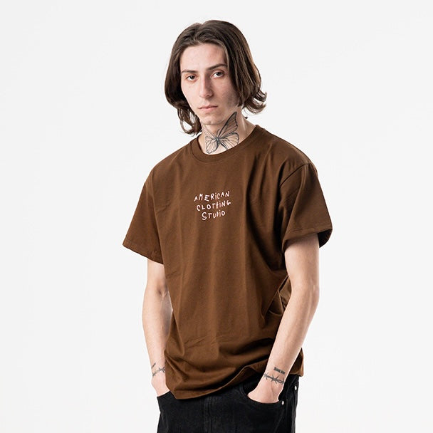 AMERICAN CLOTHING STUDIO - T-SHIRT HANGOVER LOGO - MORO