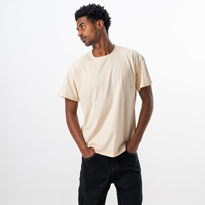AMERICAN CLOTHING STUDIO - T-SHIRT HANGOVER LOGO - BEIGE