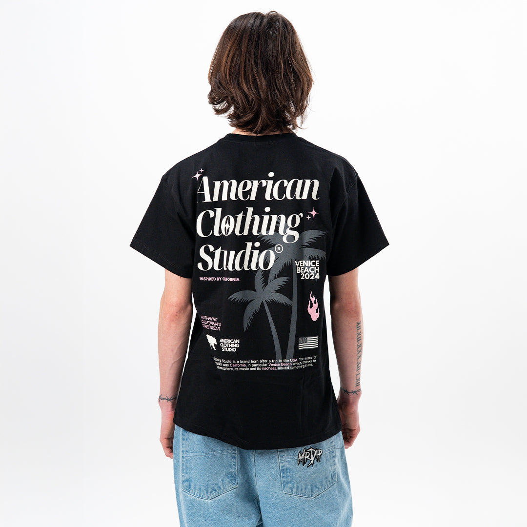 AMERICAN CLOTHING STUDIO - T-SHIRT VENICE BEACH - NERO