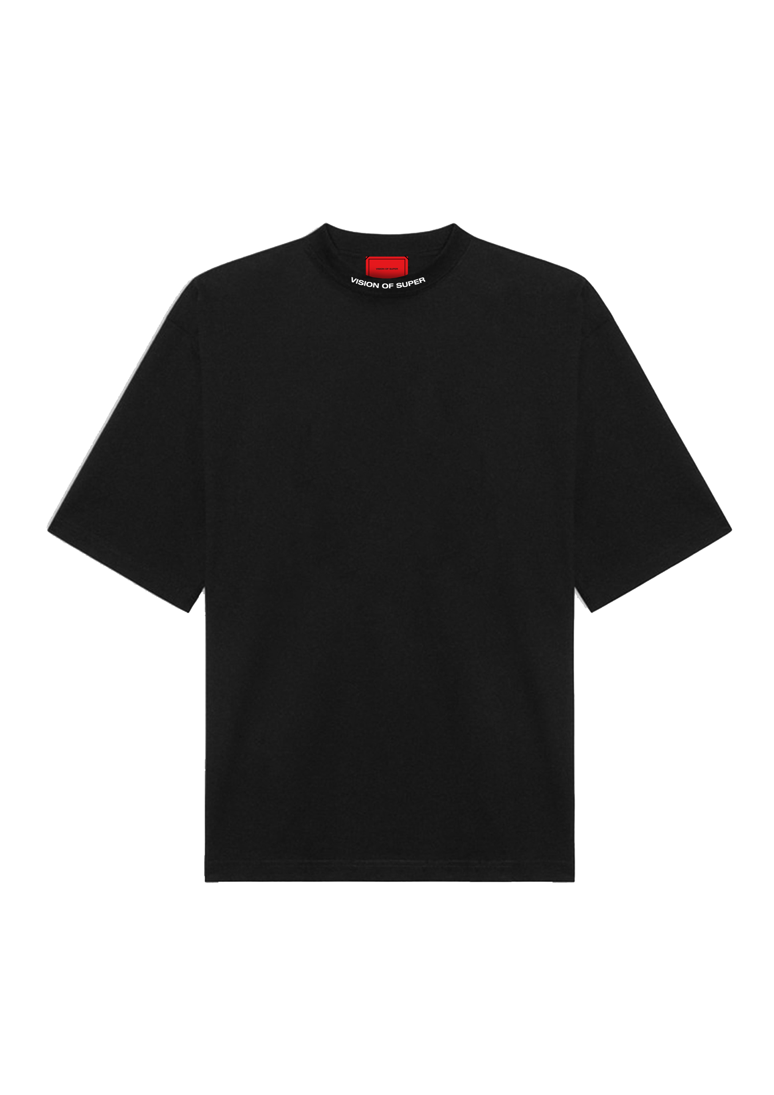 VISION - TEE WITH EMBROIDERED LOGO NECK - NERO