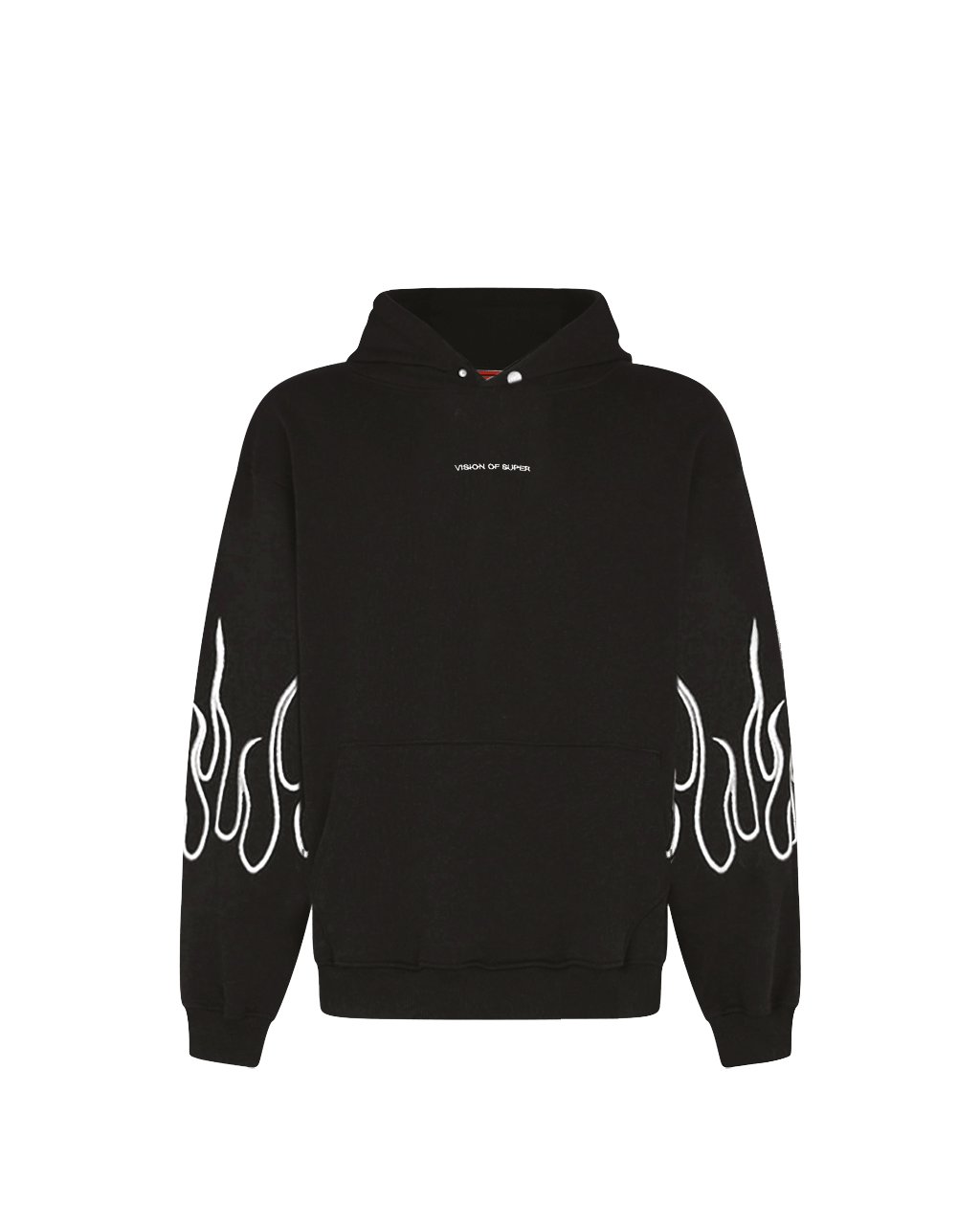 VISION - HOODIE WITH EMBR LOGO AND FLAMES - NERO/BIANCO