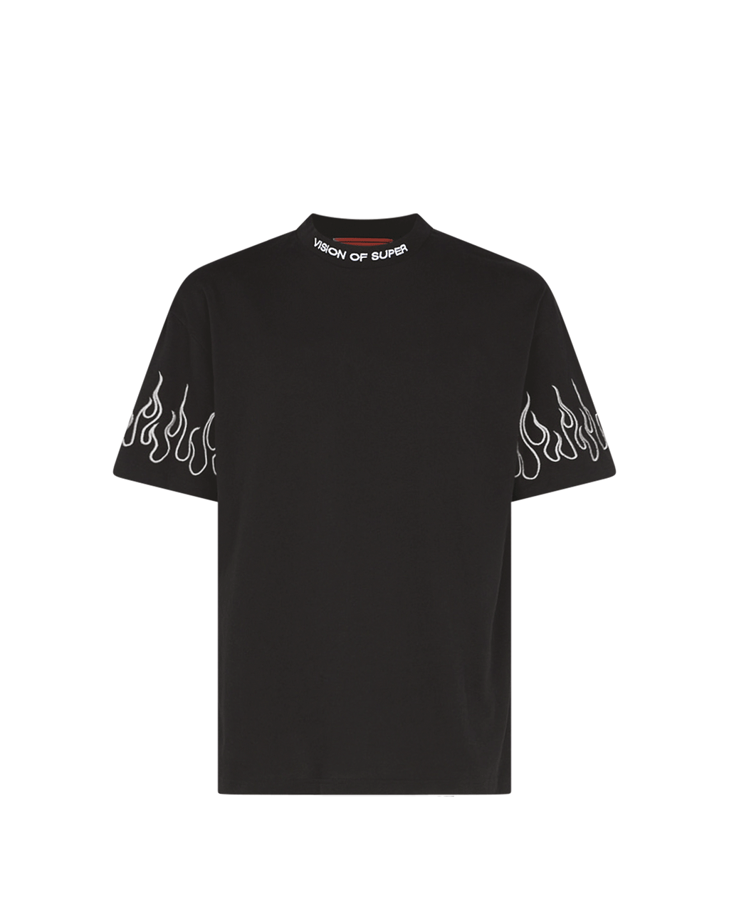 VISION - TEE WITH EMBR LOGO AND FLAMES - NERO/BIANCO