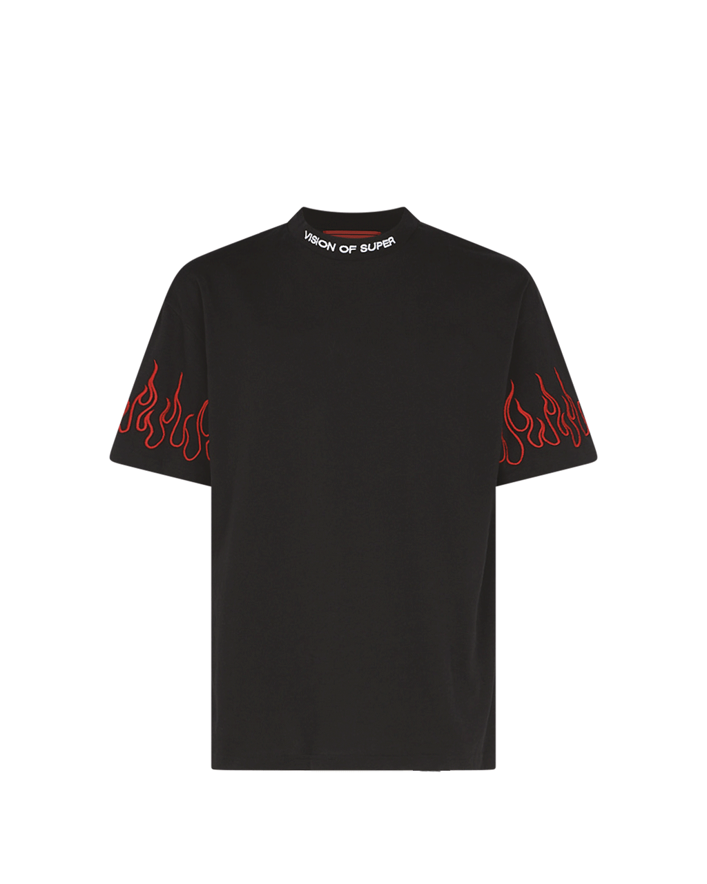 VISION - TEE WITH EMBR LOGO AND FLAMES - NERO/ROSSO