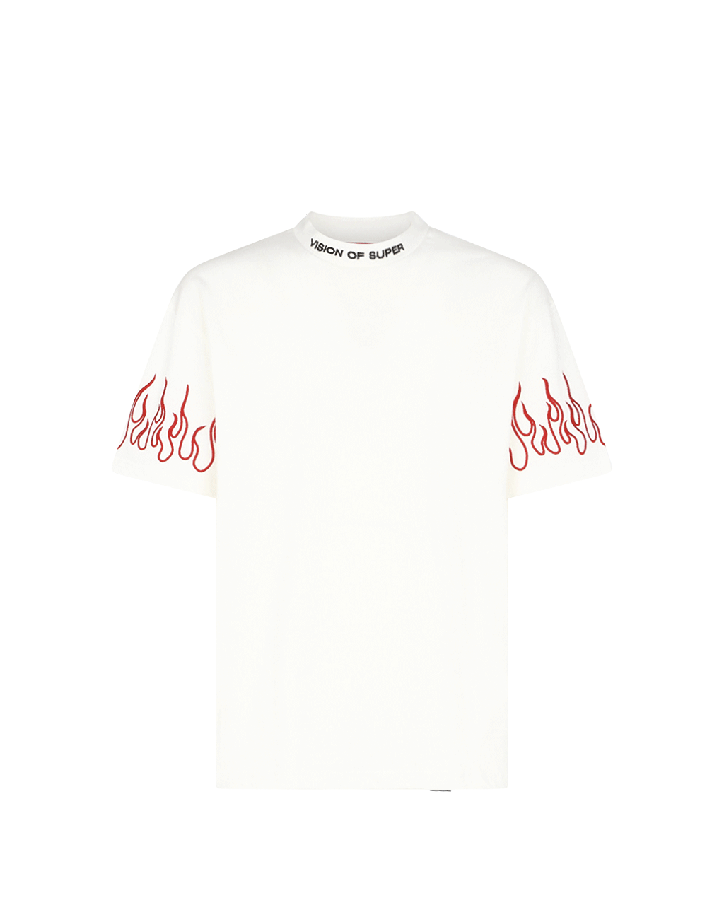 VISION - TEE WITH EMBR LOGO AND FLAMES - BIANCO/ROSSO