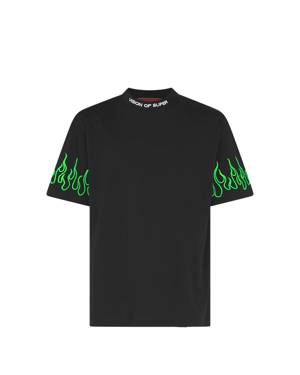 VISION - TEE WITH EMBR LOGO AND FLAMES - NERO/VERDE