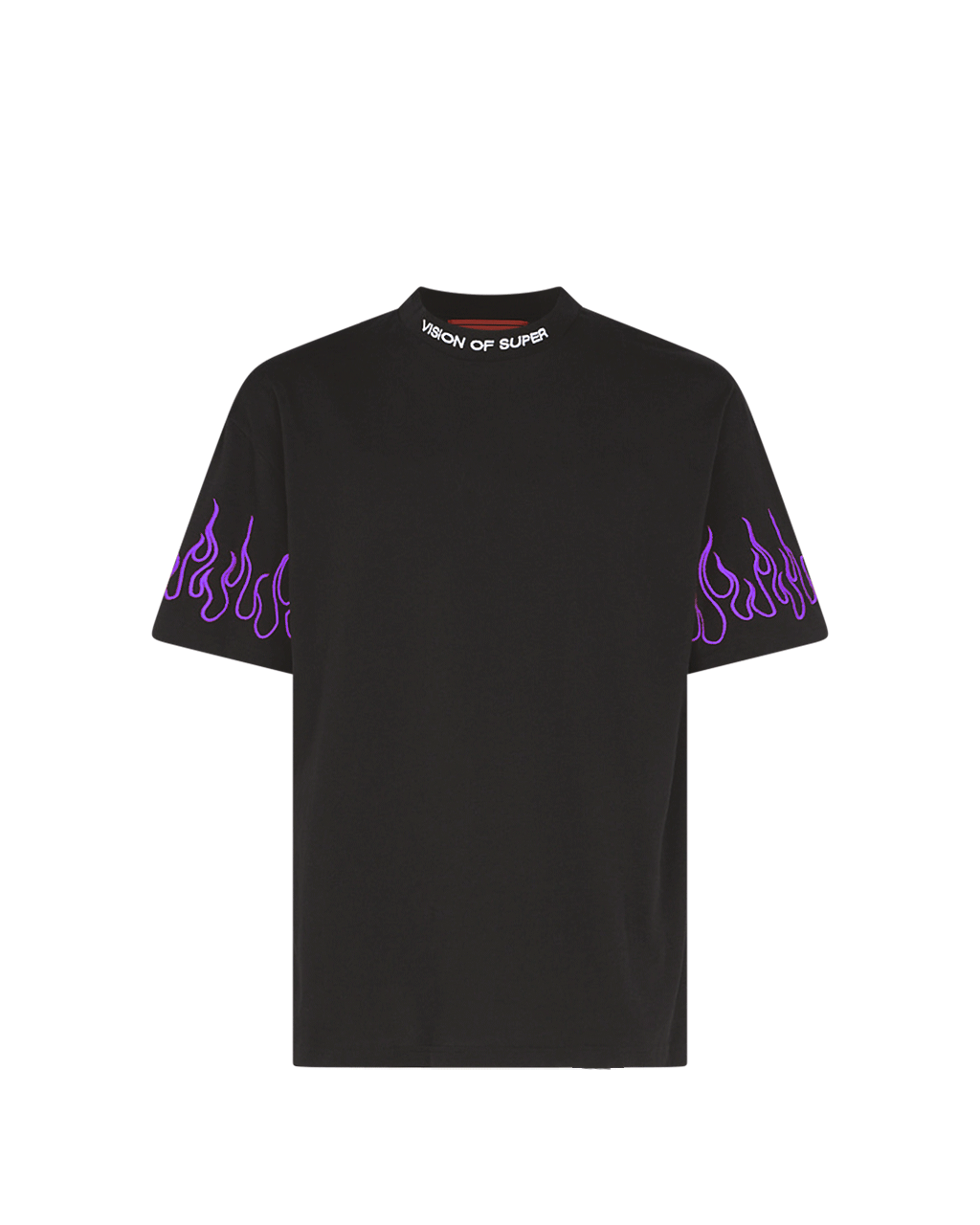 VISION - TEE WITH EMBR LOGO AND FLAMES - NERO/VIOLA