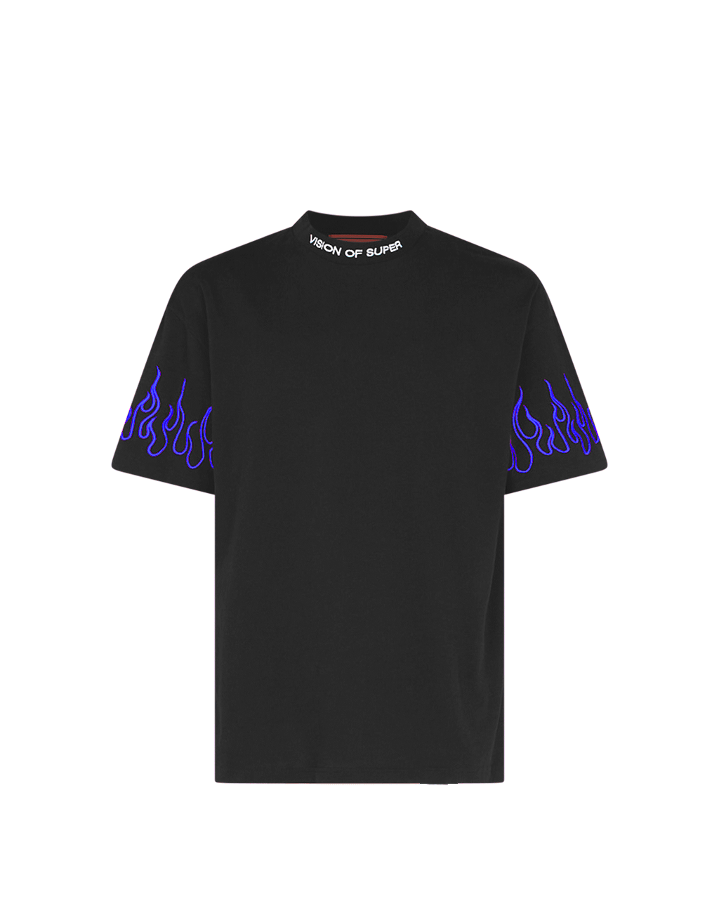 VISION - TEE WITH EMBR LOGO AND FLAMES - NERO/BLU