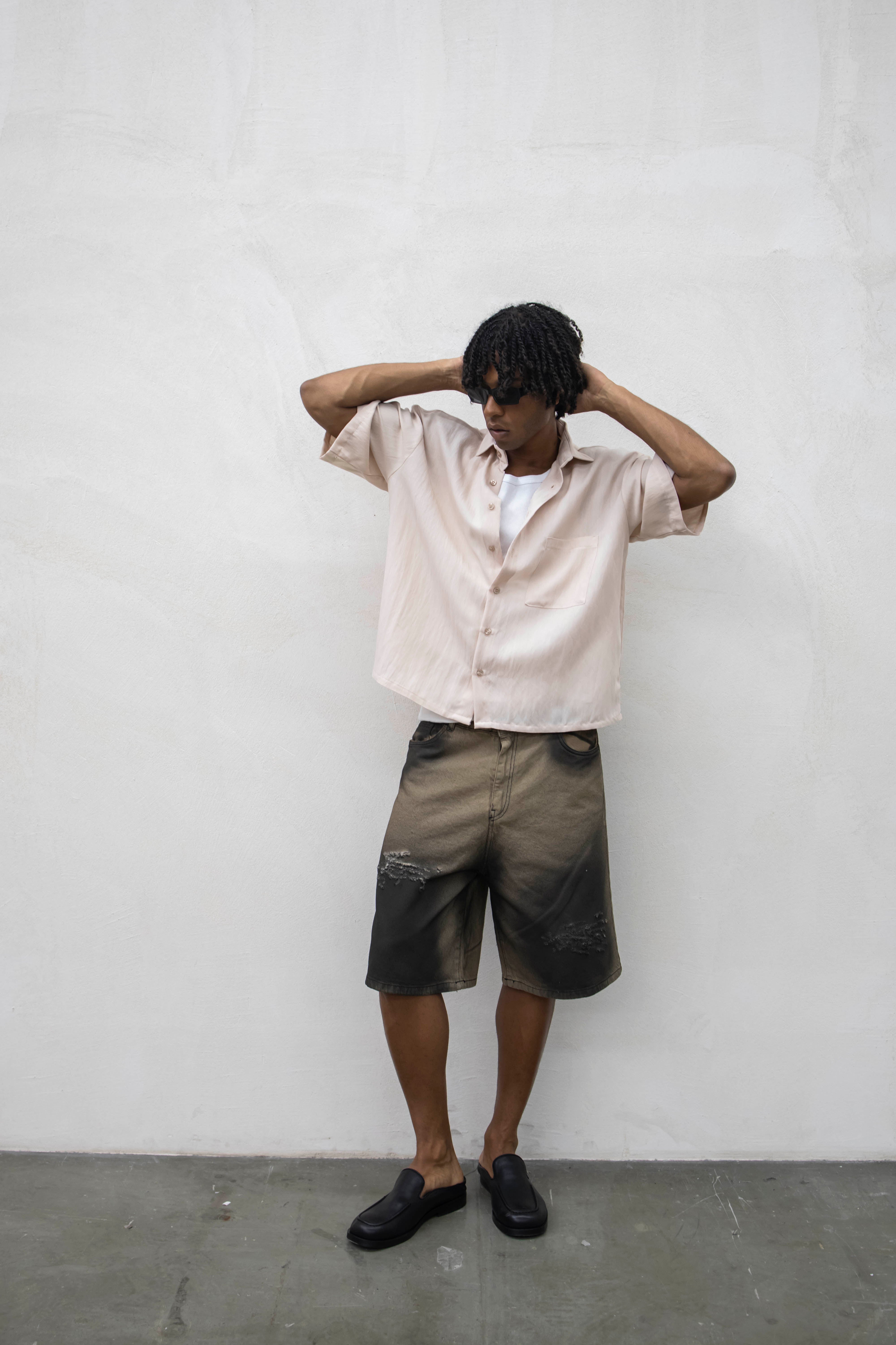 PRESENT - CAMICIA BOXY SIMIL LINO - NUDE