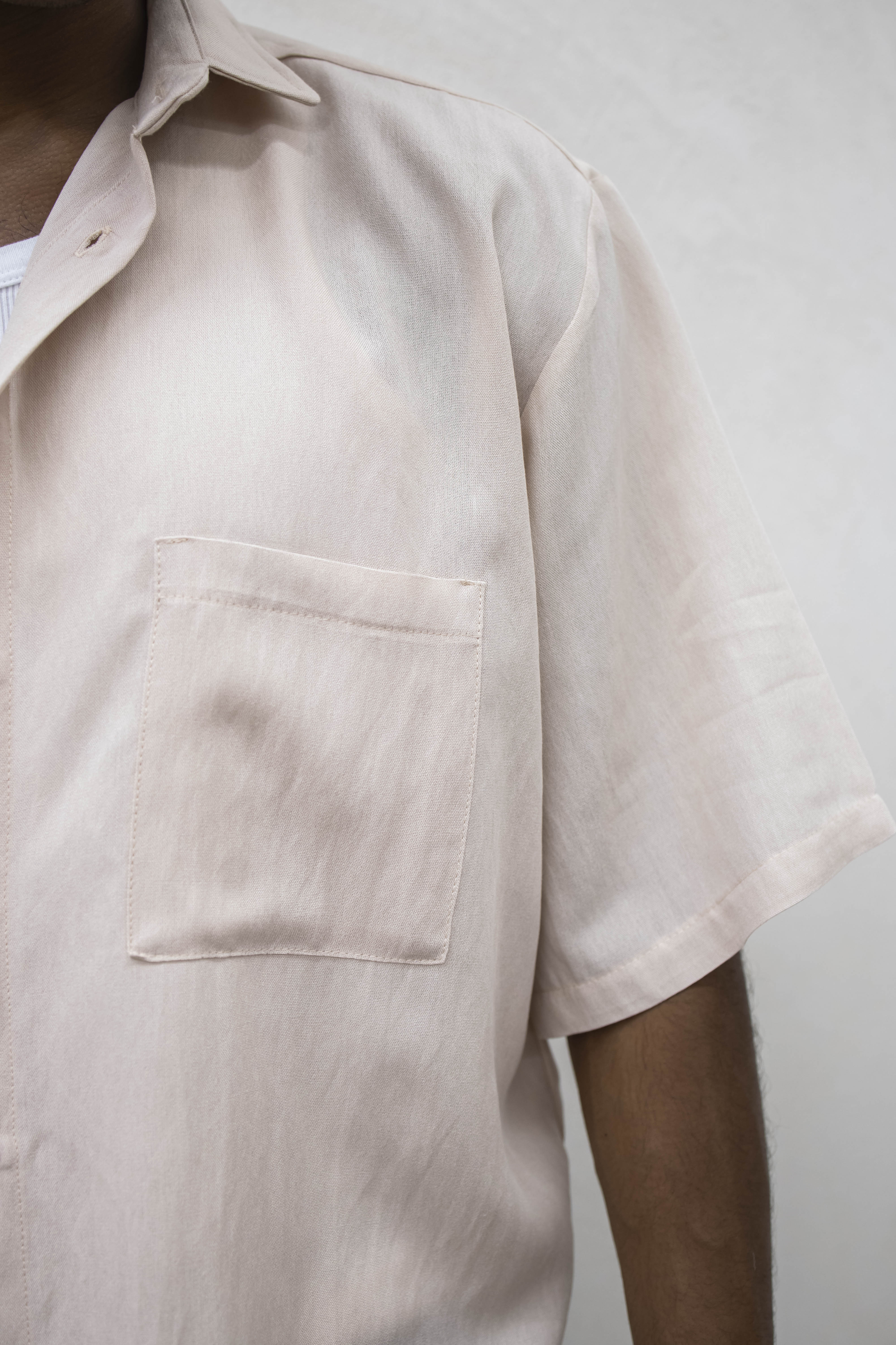 PRESENT - CAMICIA BOXY SIMIL LINO - NUDE