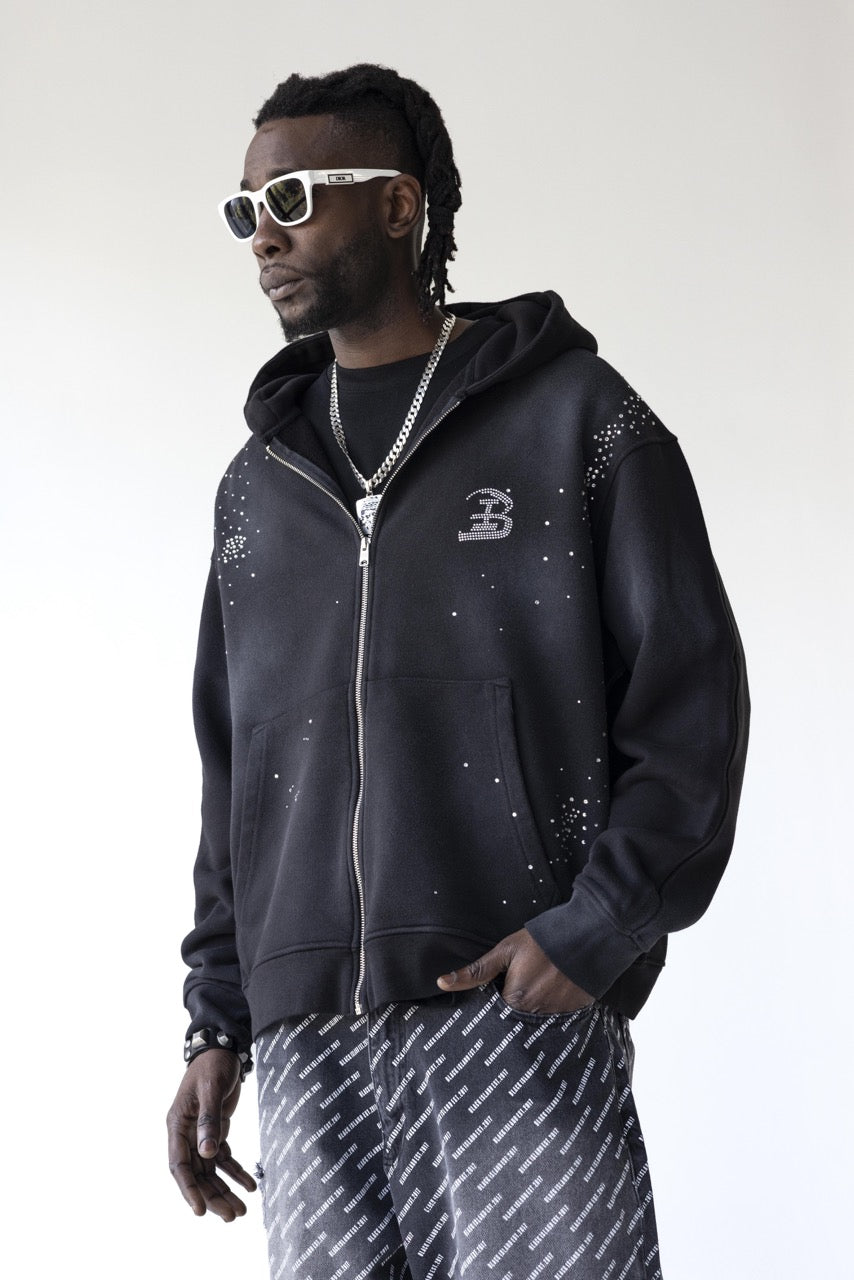 BLACK ISLAND - Zip Offline Luxury Distressed - NERO