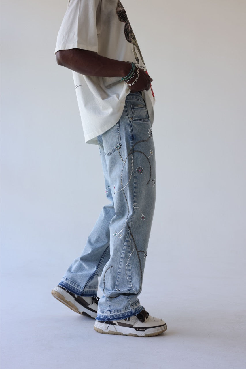 BLACK ISLAND - Jeans Floral Crystal Straight - JEANS