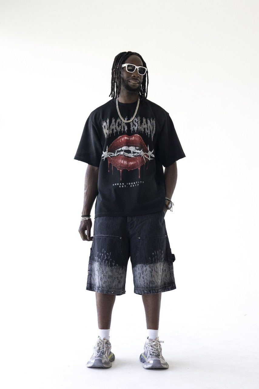BLACK ISLAND - tee Compass Graphic Over - NERO