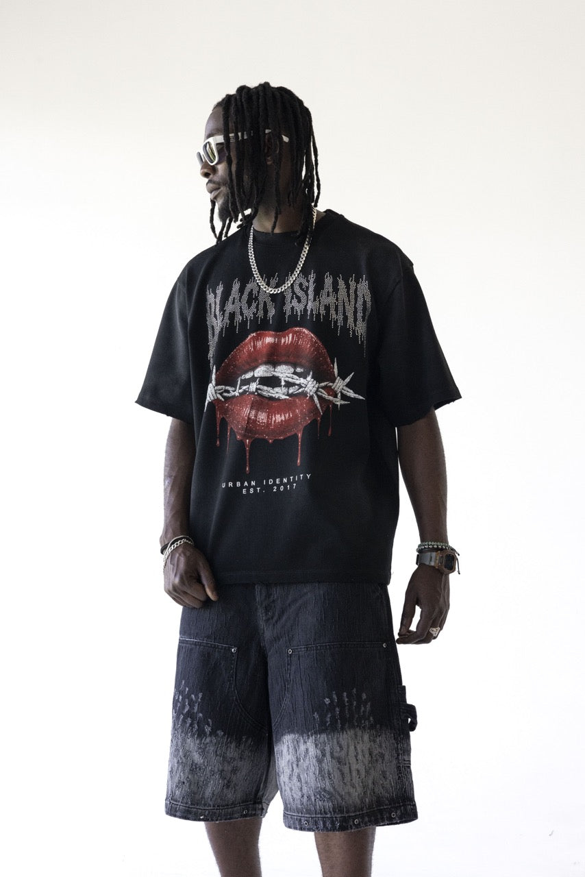 BLACK ISLAND - tee Compass Graphic Over - NERO