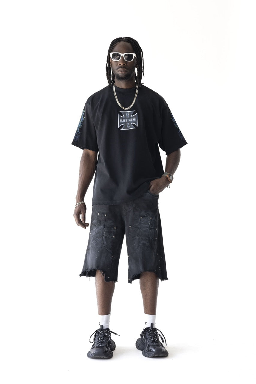 BLACK ISLAND - Tee Over Cross - NERO