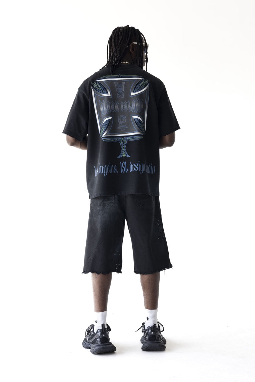 BLACK ISLAND - Tee Over Cross - NERO