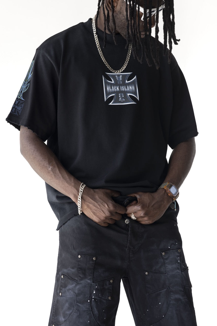 BLACK ISLAND - Tee Over Cross - NERO