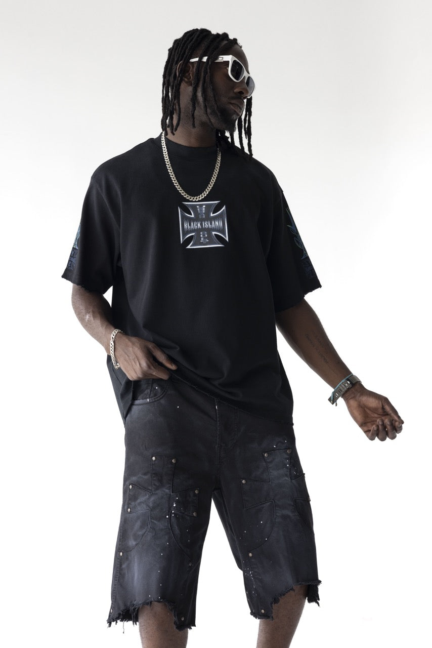 BLACK ISLAND - Tee Over Cross - NERO