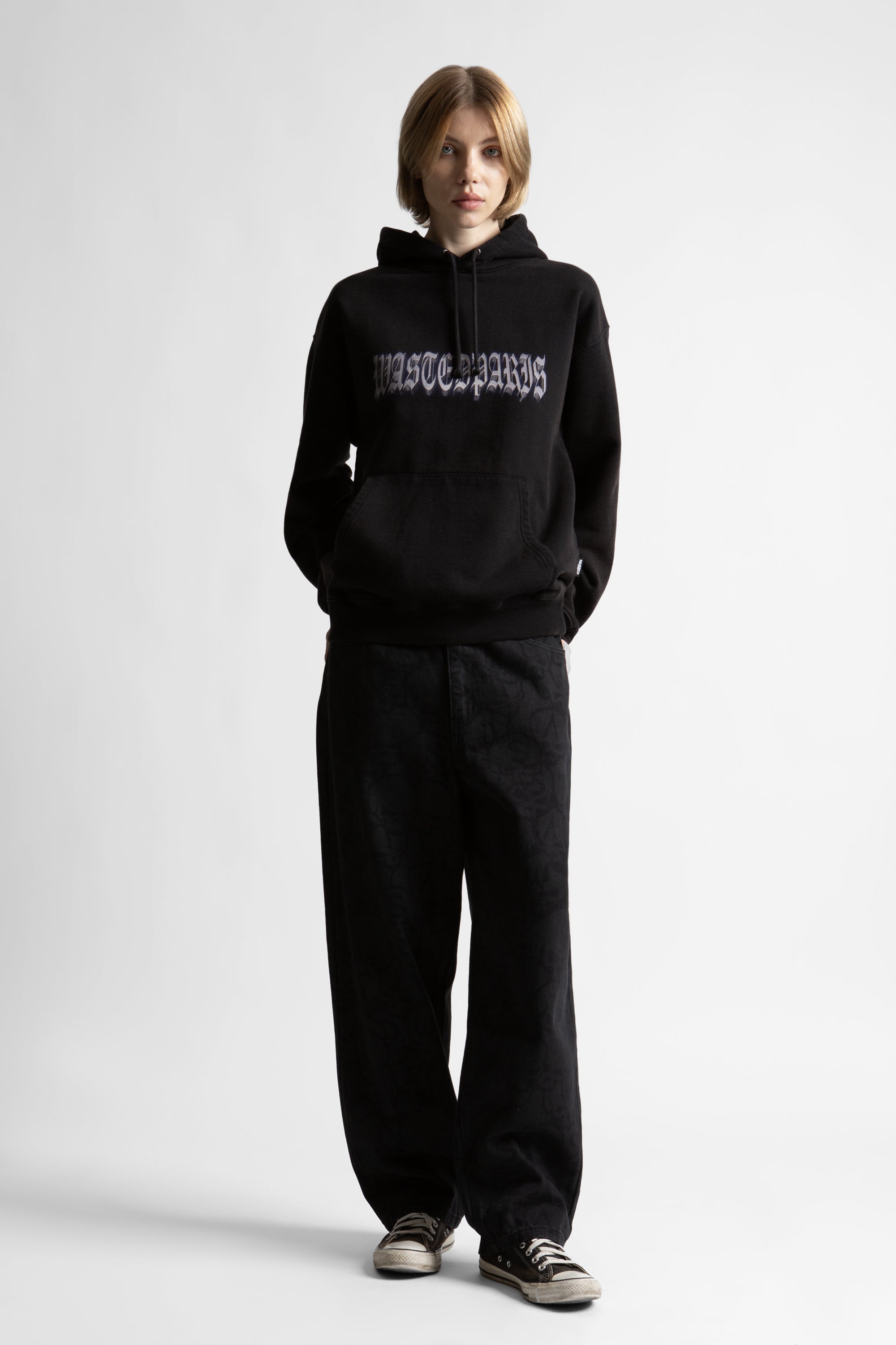 WASTED PARIS - HOODIE RUN FADED - NERO