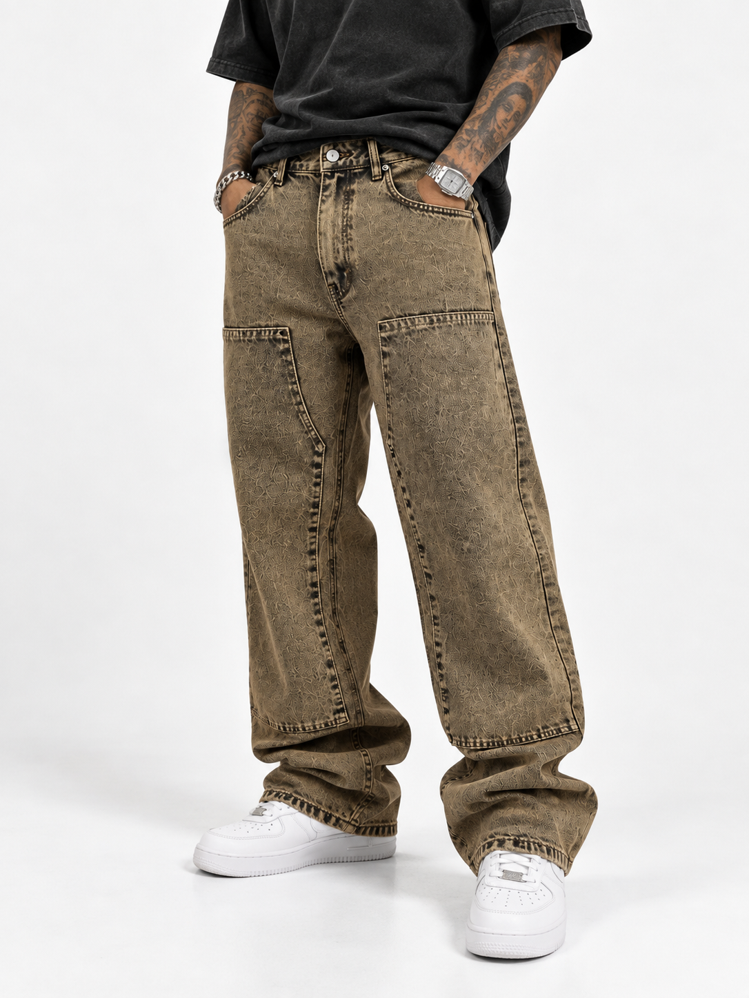 NO BRAND - JEANS 8176 - MARRONE