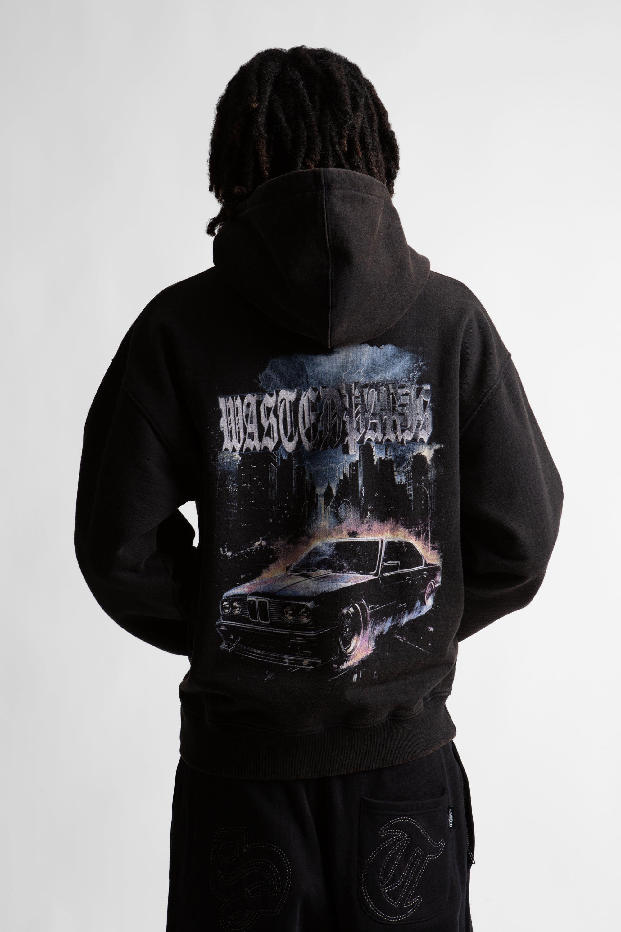 WASTED PARIS - HOODIE RUN FADED - NERO