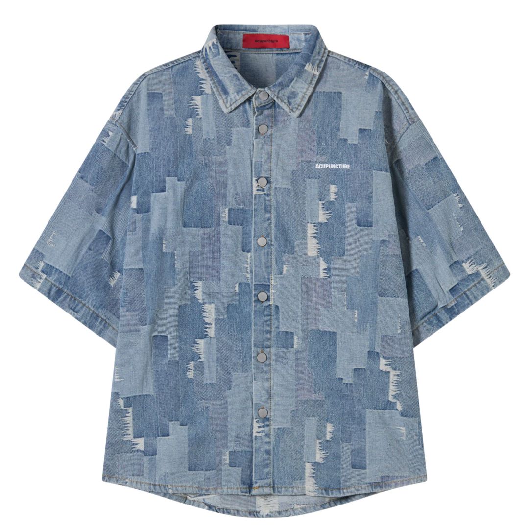 ACUPUNCTURE - SHIRT BOXY DENIM - BLU