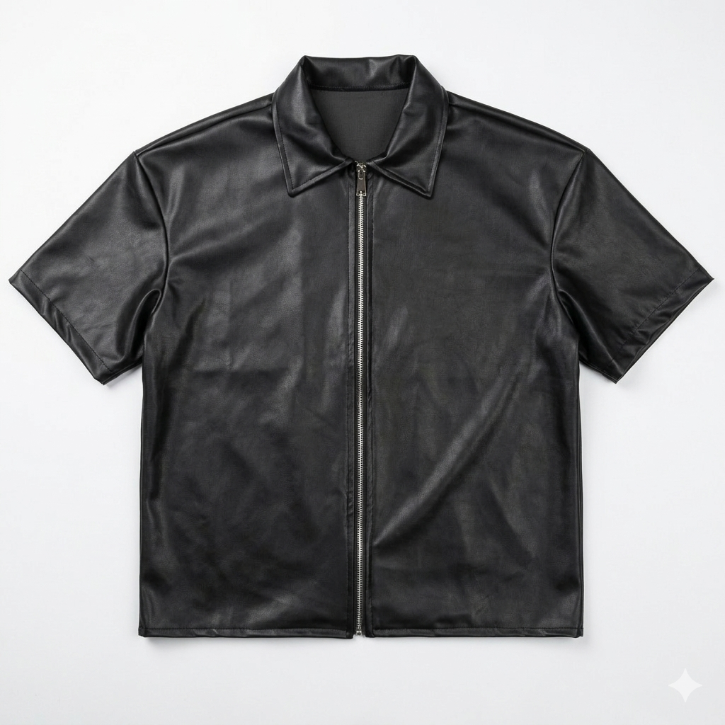 NO BRAND - CAMICIA PELLE - NERO
