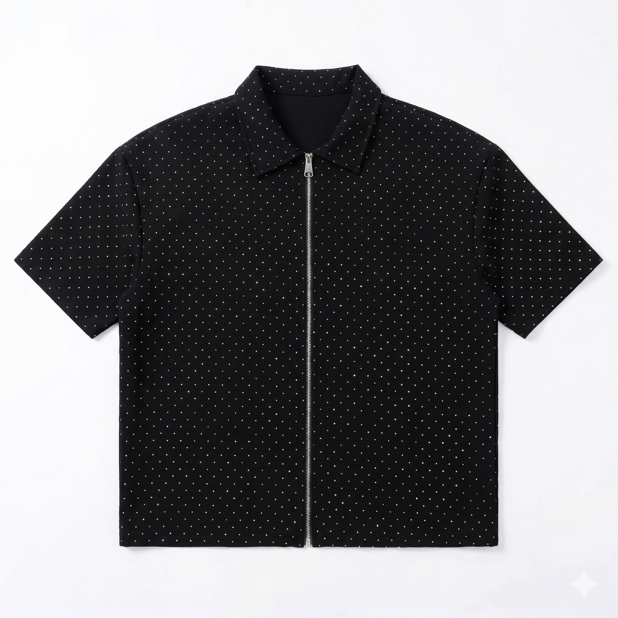 NO BRAND - CAMICIA ZIP CROP DIAMOND - NERO