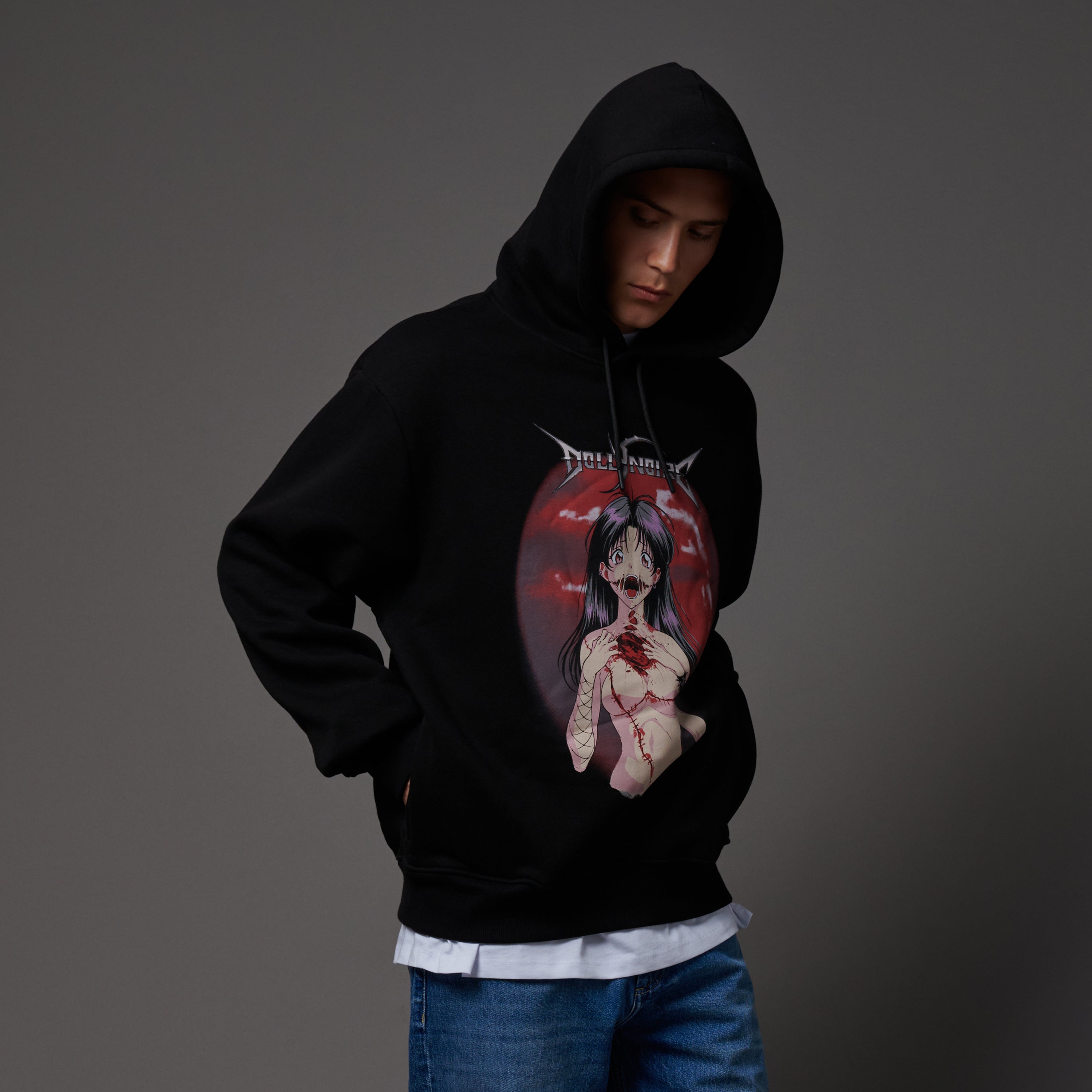 DOLLY NOIRE - HOODIE KUCHISAKE-ONNA JAP TOUR - NERO