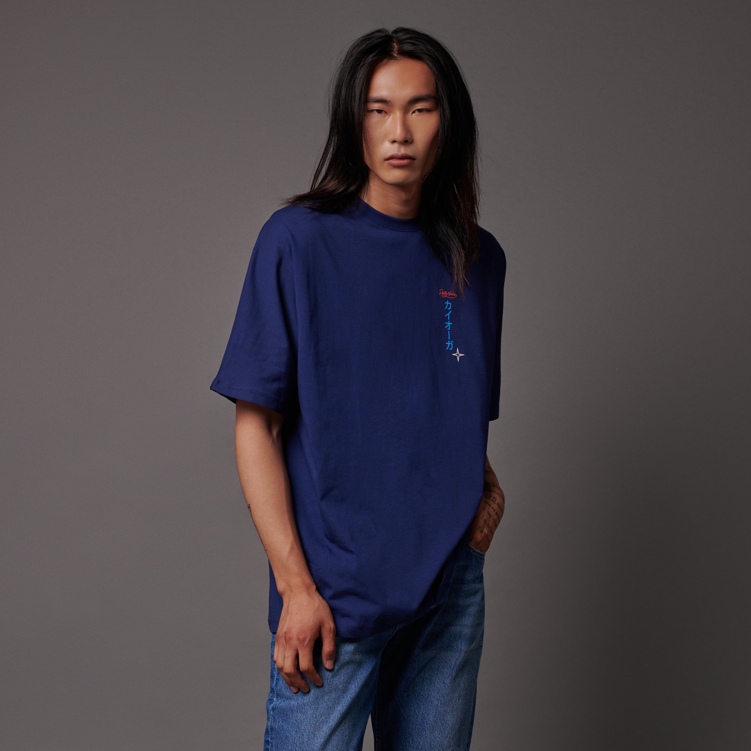 DOLLY NOIRE - T-SHIRT KYOGRE OVER KIMONO - BLU