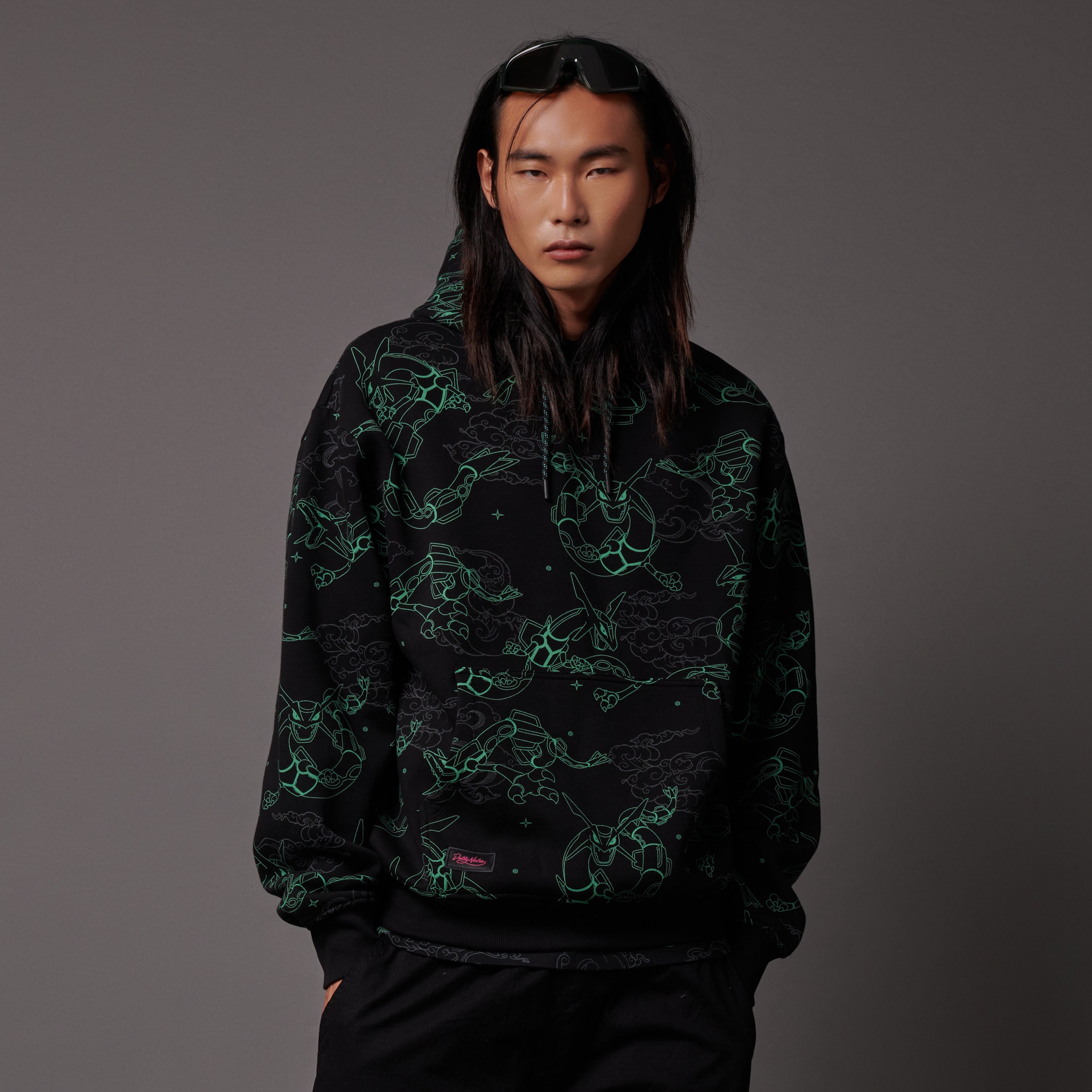 DOLLY NOIRE - HOODIE RAYQUAZA PATTERN - NERO