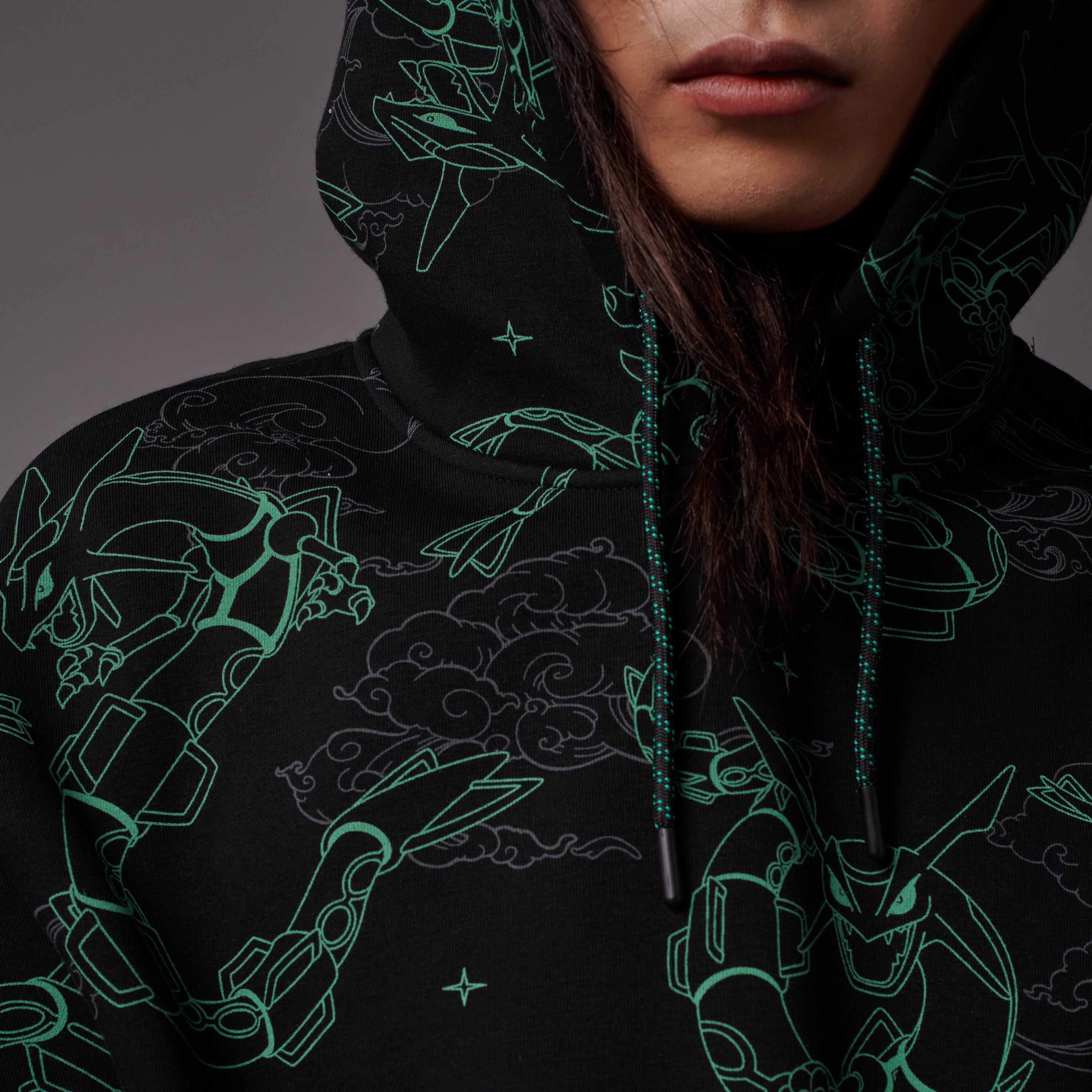DOLLY NOIRE - HOODIE RAYQUAZA PATTERN - NERO