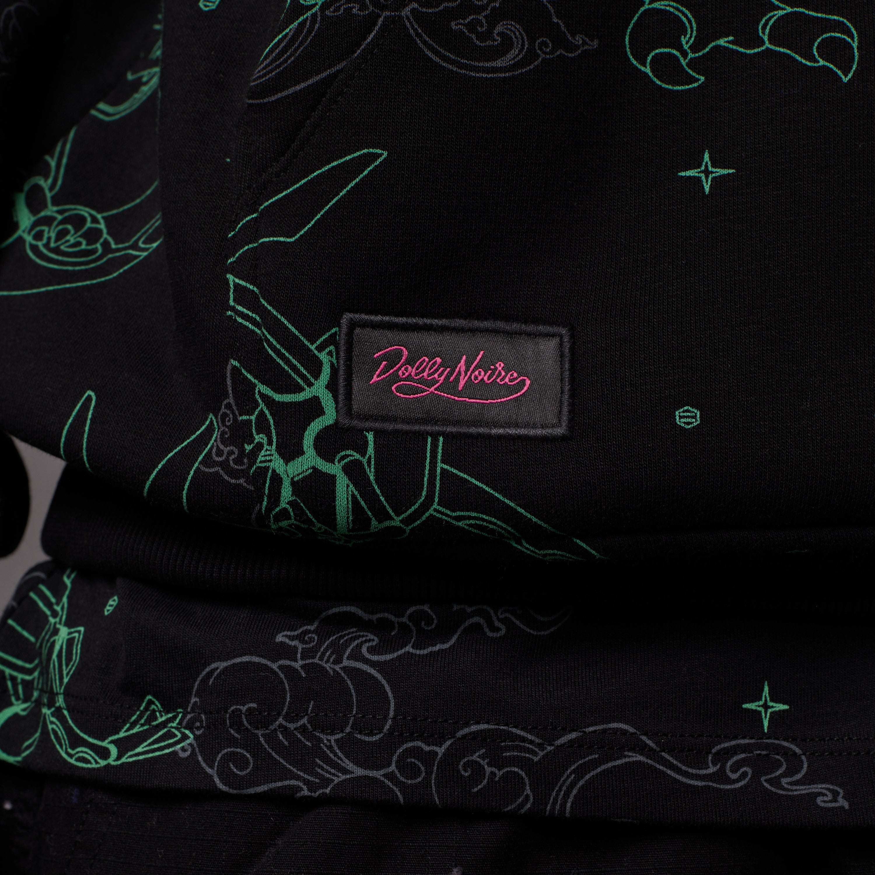 DOLLY NOIRE - HOODIE RAYQUAZA PATTERN - NERO