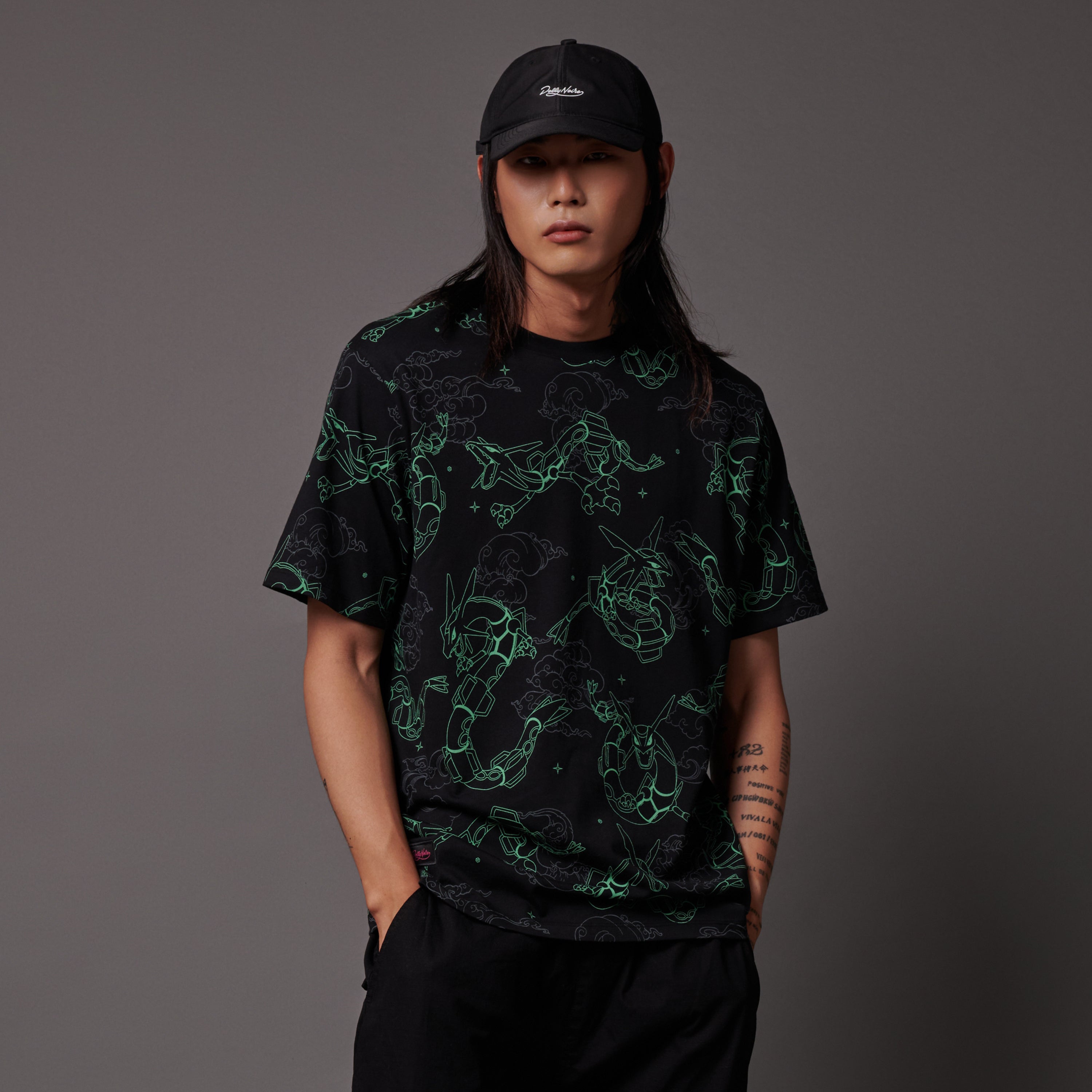 DOLLY NOIRE - T-SHIRT RAYQUAZA PATTERN - NERO