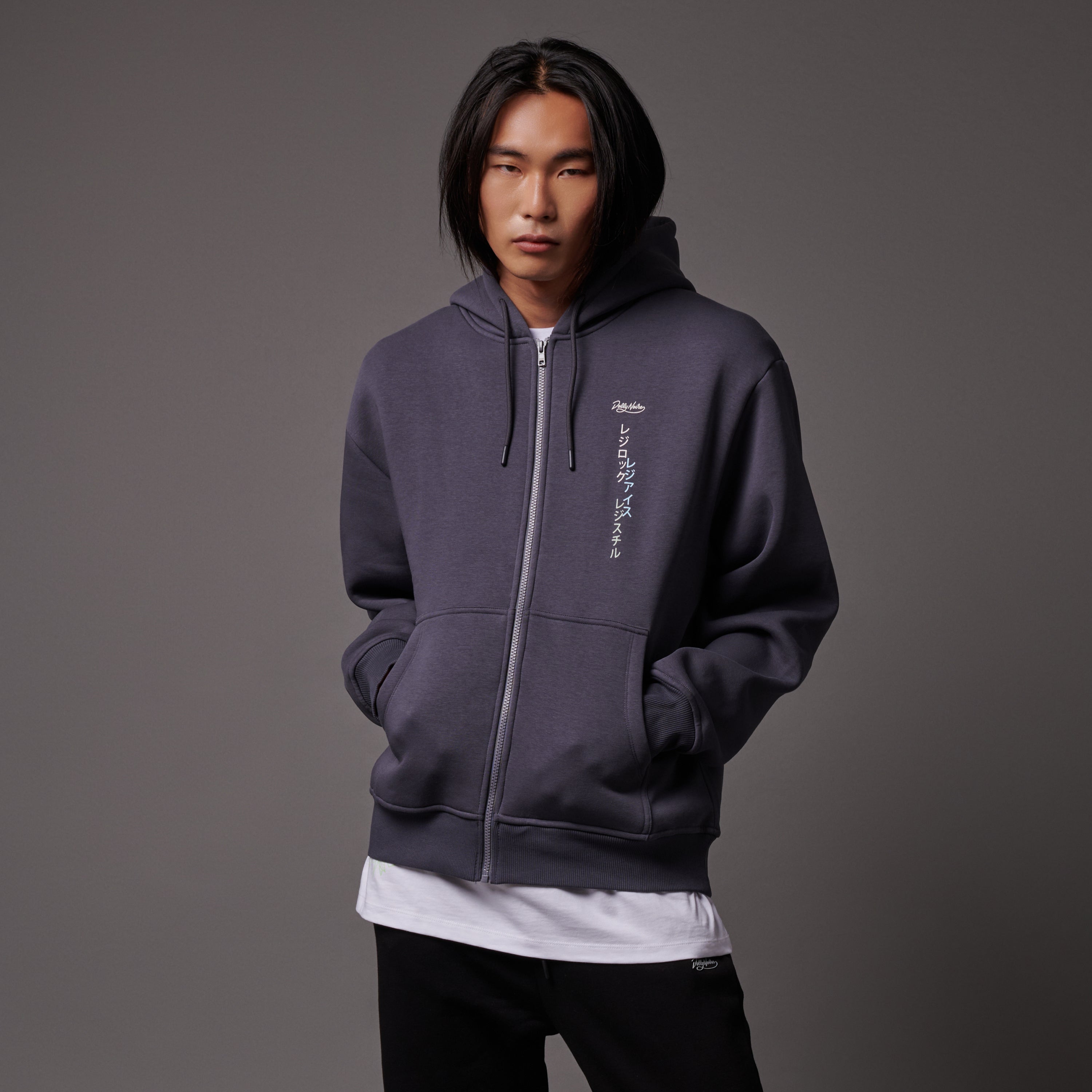 DOLLY NOIRE - HOODIE ZIP REGI - GRIGIO