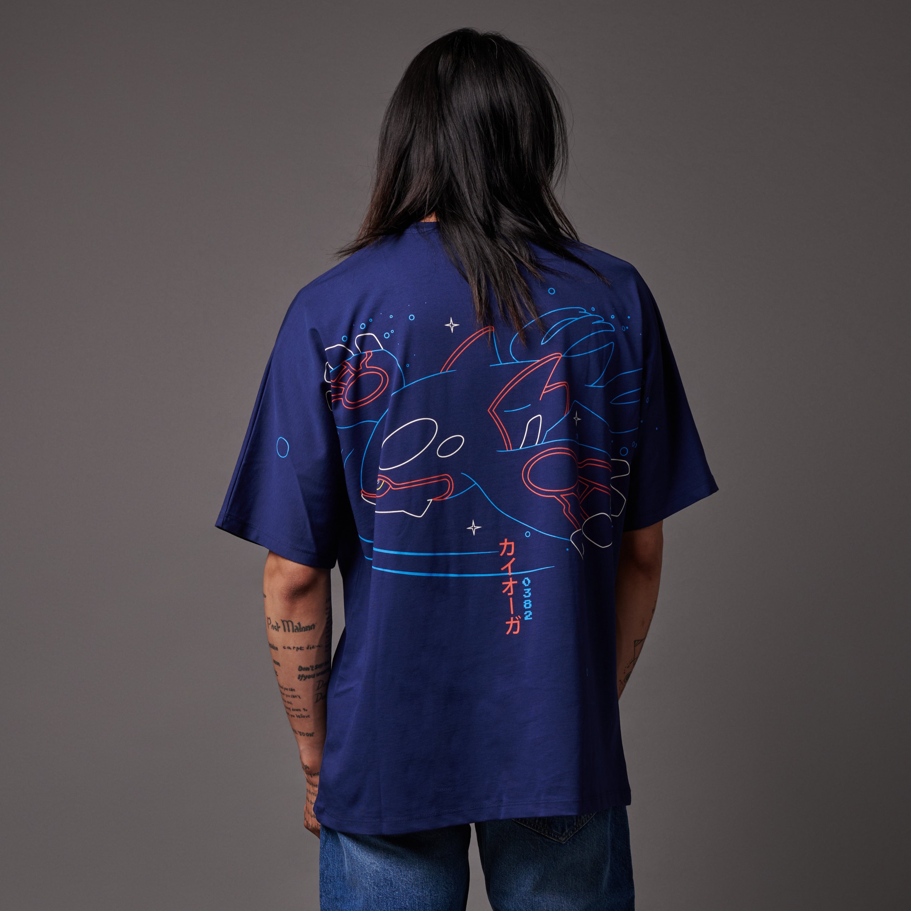 DOLLY NOIRE - T-SHIRT KYOGRE OVER KIMONO - BLU