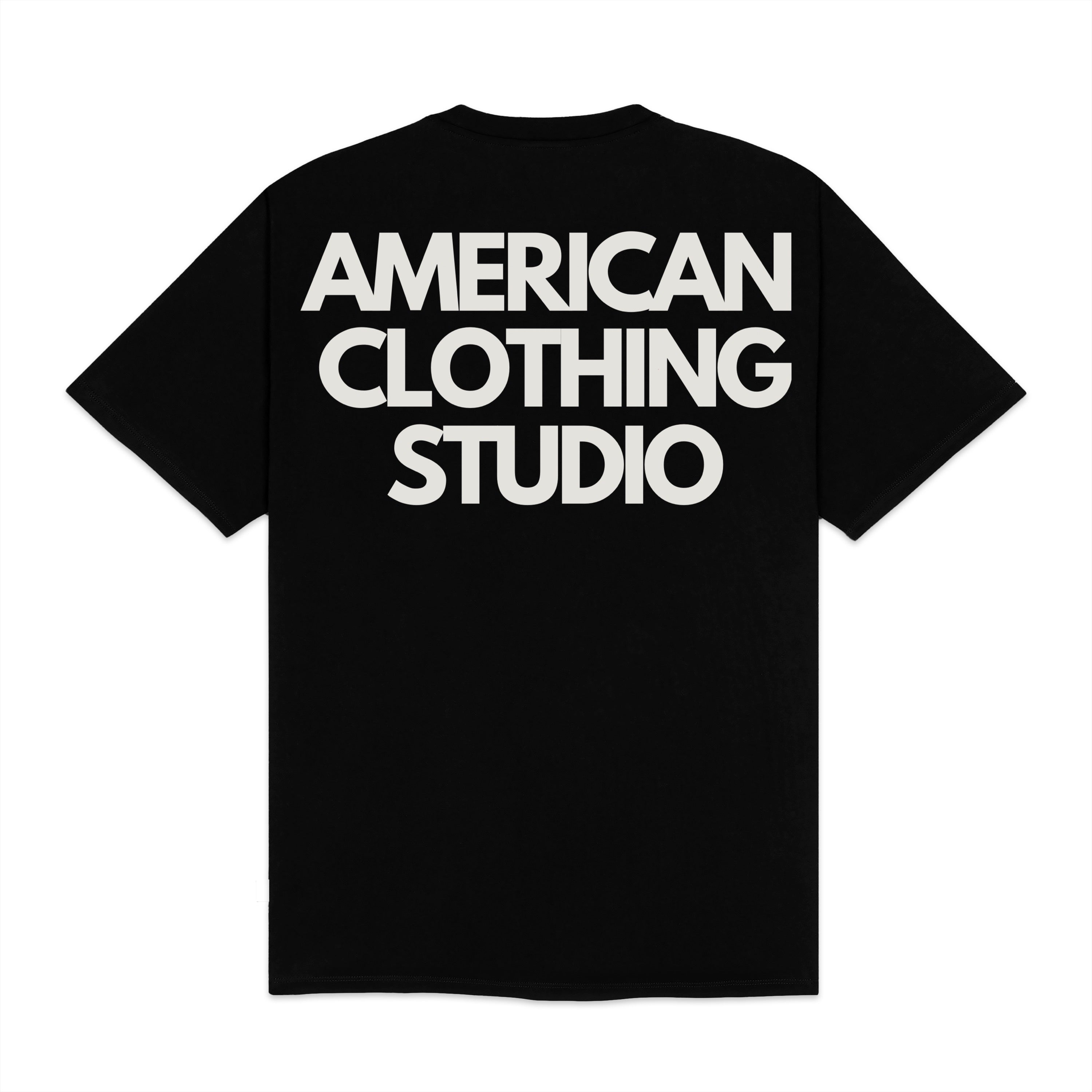 AMERICAN CLOTHING STUDIO - T-SHIRT DOUBLE LOGO - NERO